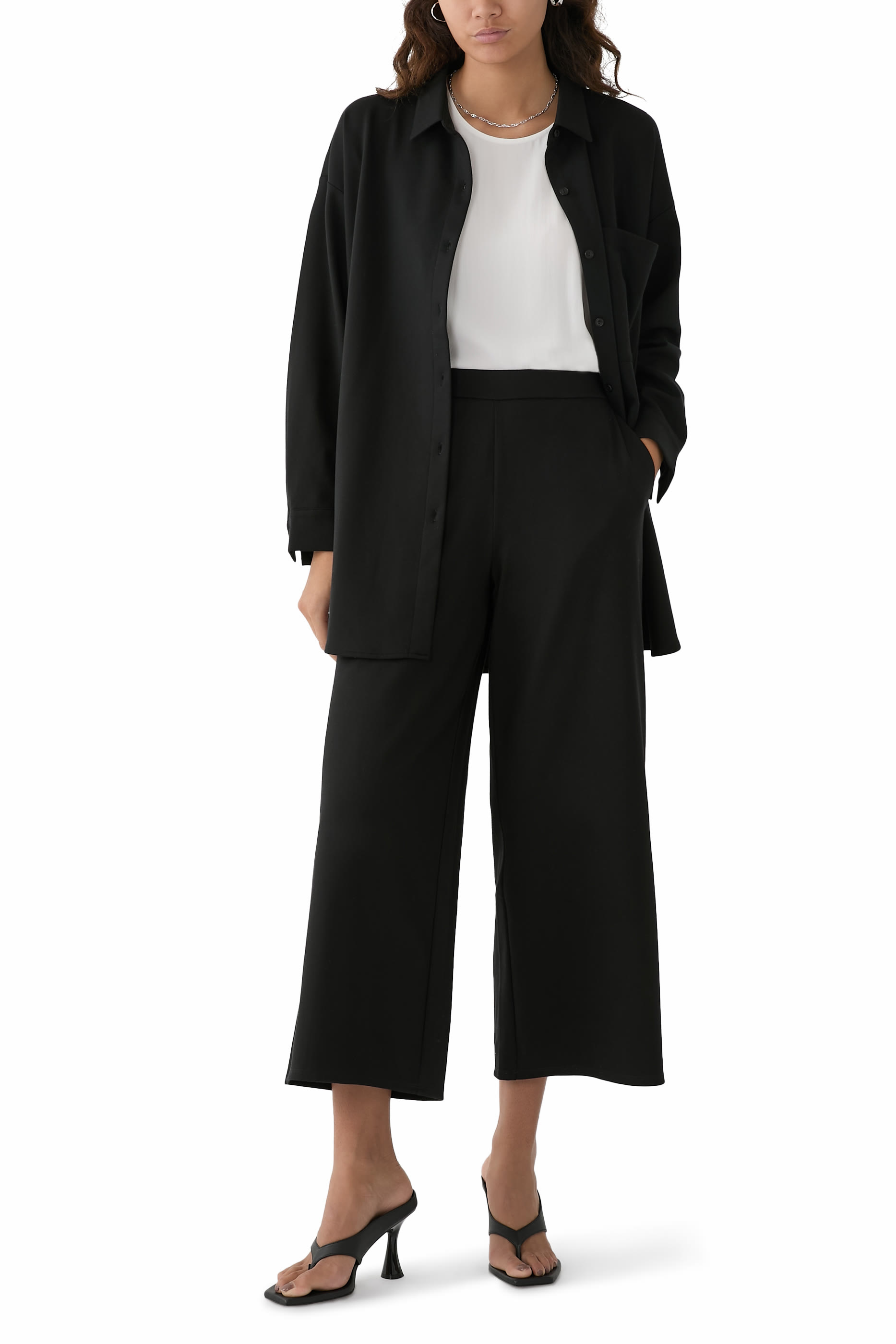 Lightweight Ponte Classic Collar Long Shirt