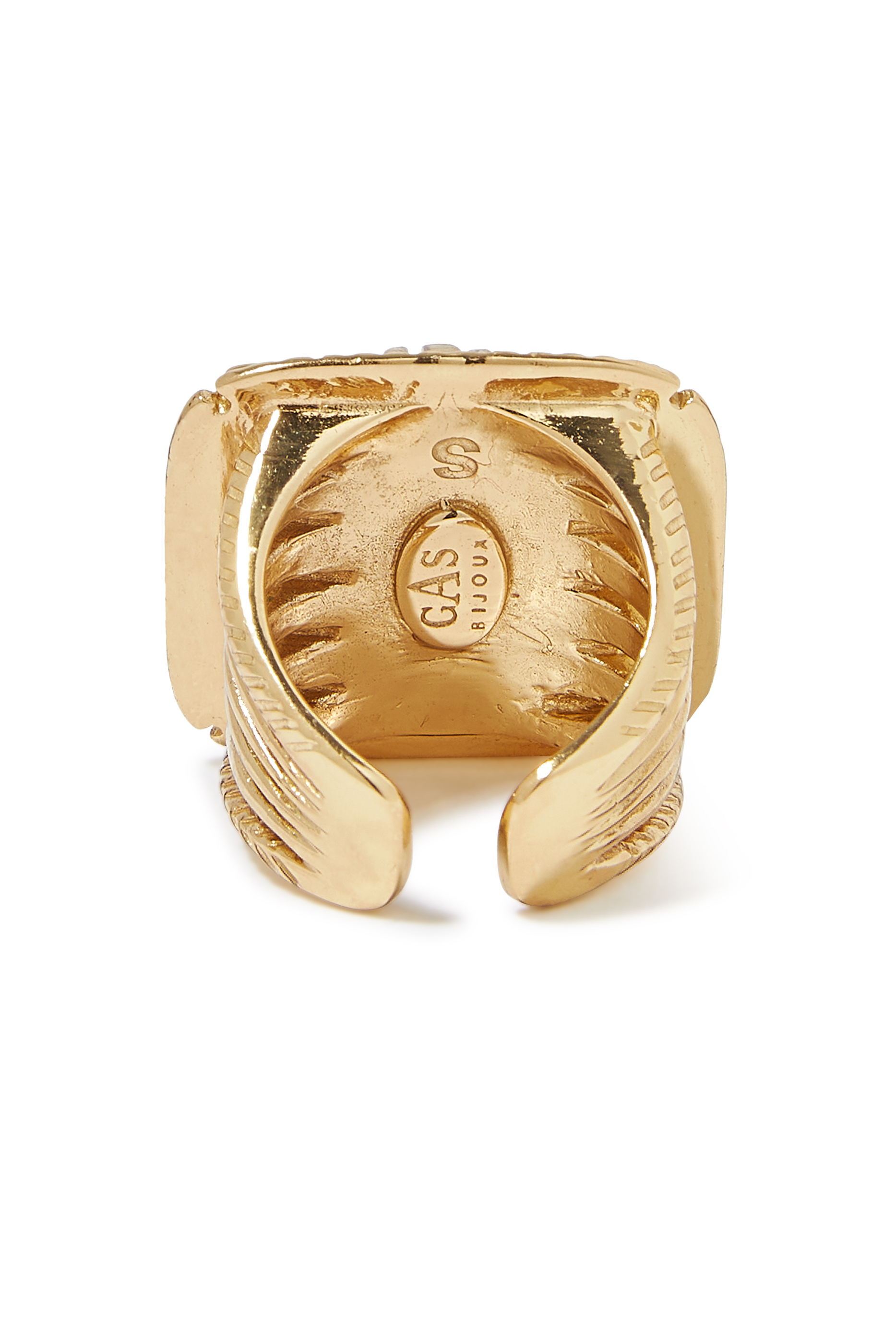 Arty Chevaliere Ring, 24k Gold Plated Brass & Amethyst