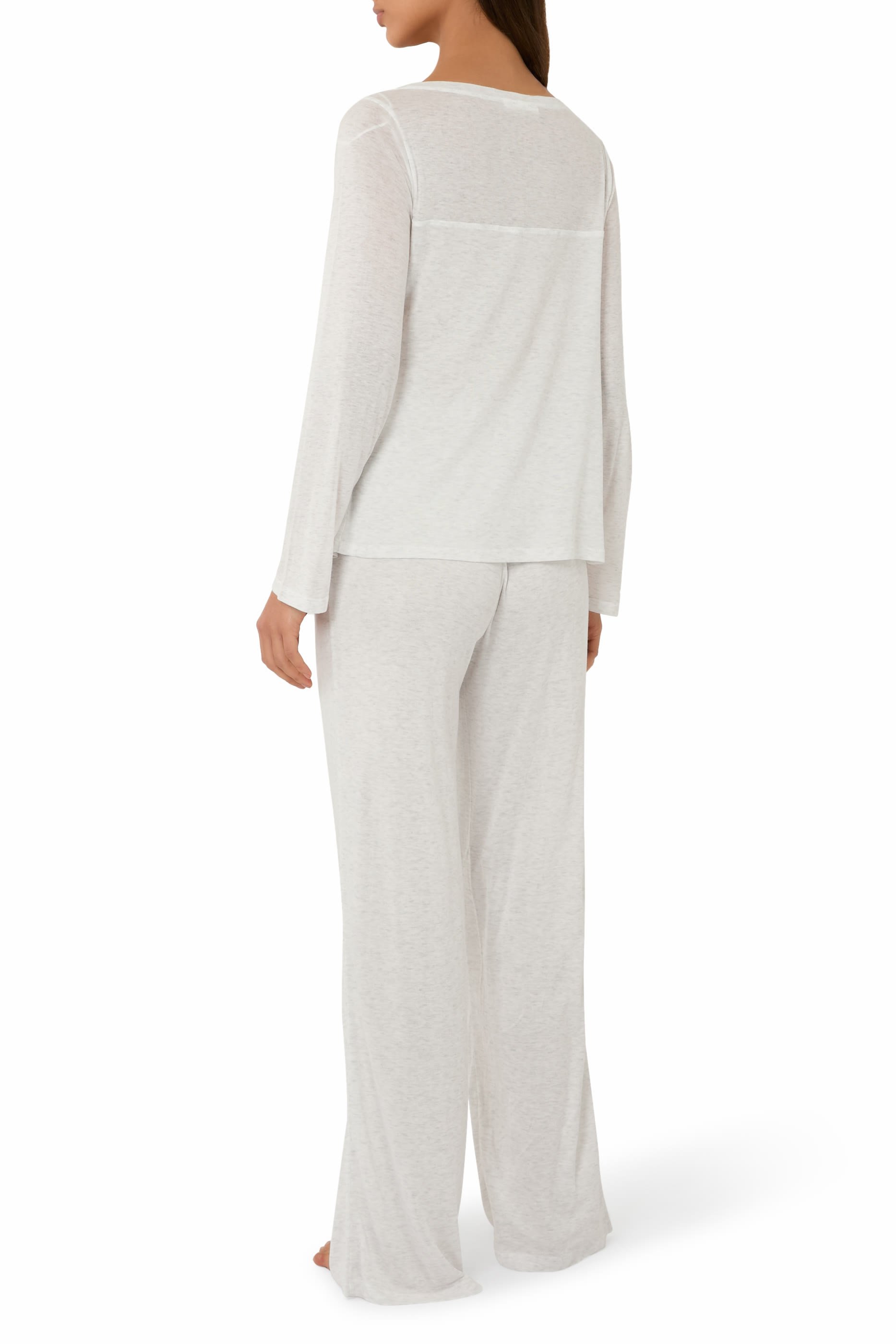 Jersey Sheer Panel Pajama Set 