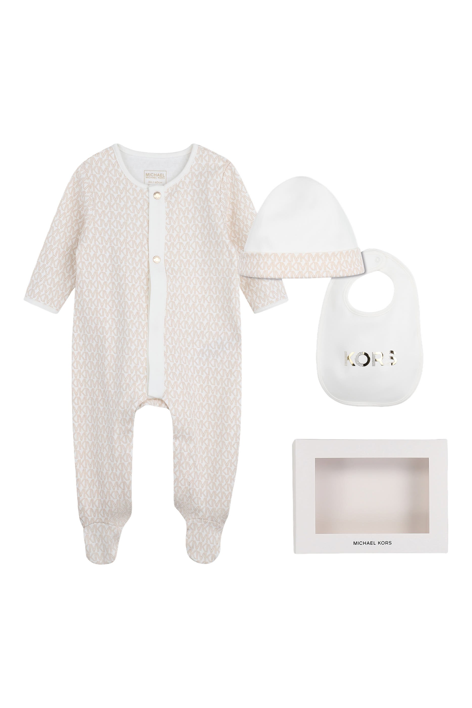 Kids Cotton Bodysuit, Bib & Hat Set 
