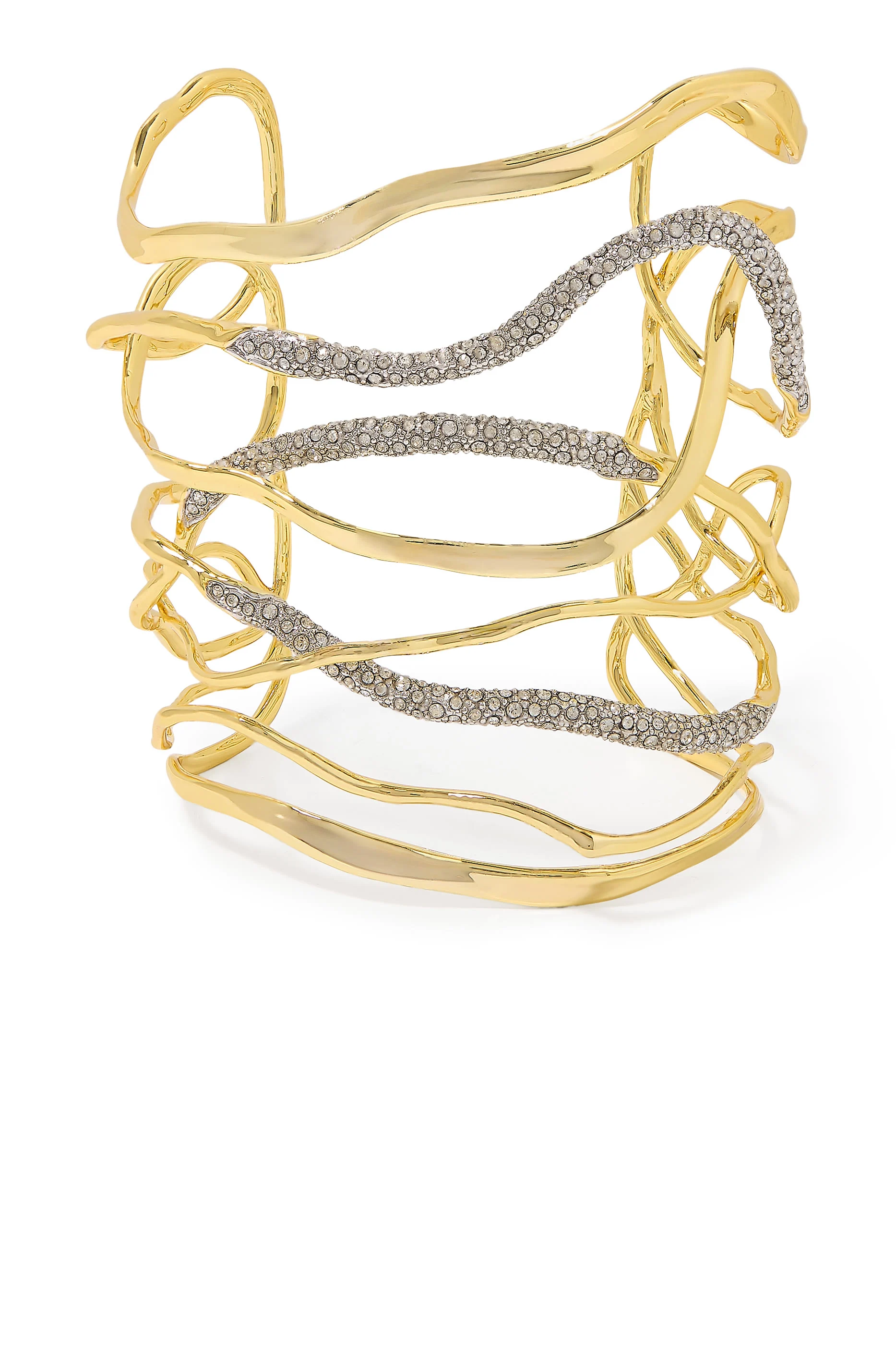 Solanales Crystal Intertwined Wide Cuff Bracelet