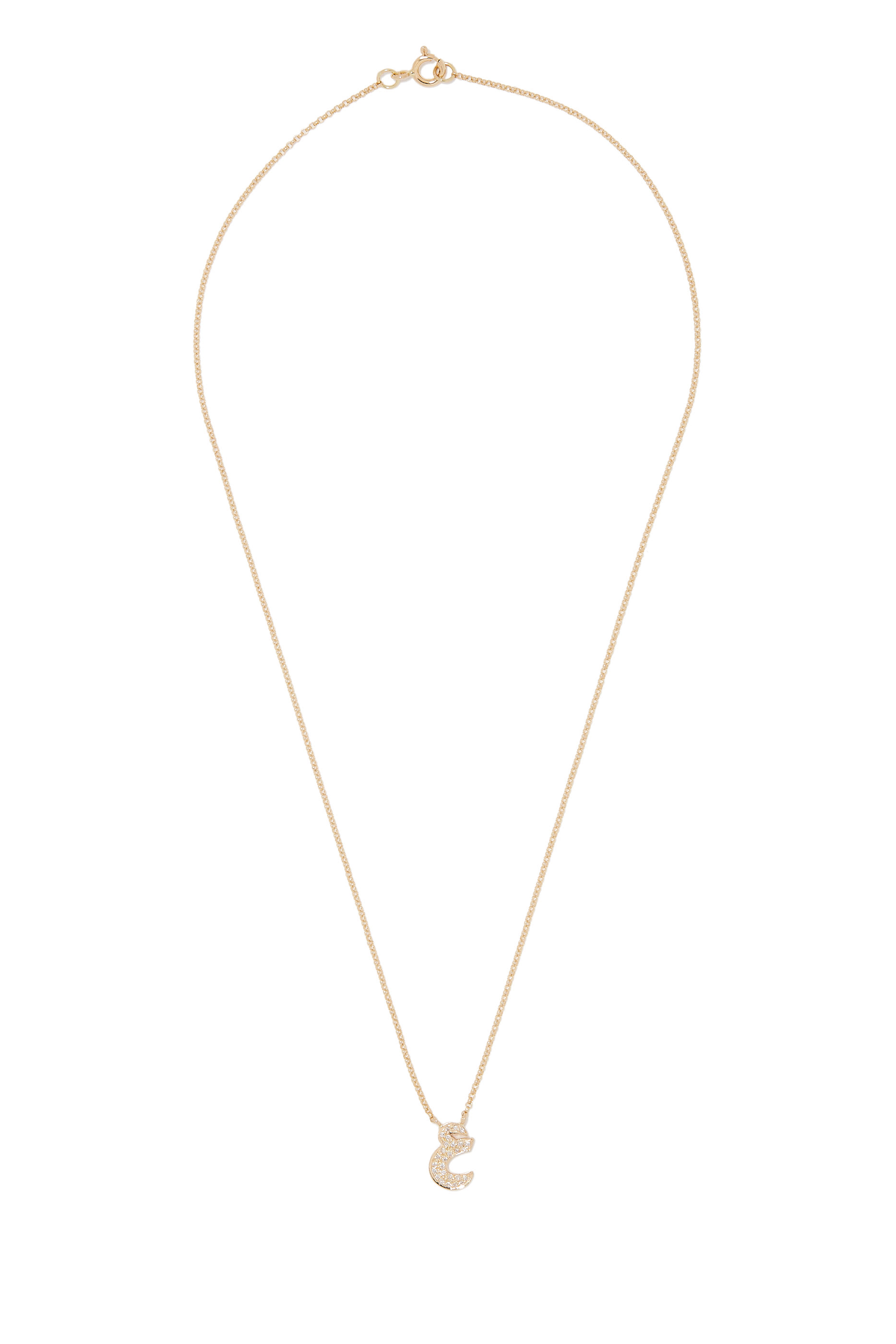 Letter Ein Necklace, 18k Yellow Gold & Diamonds