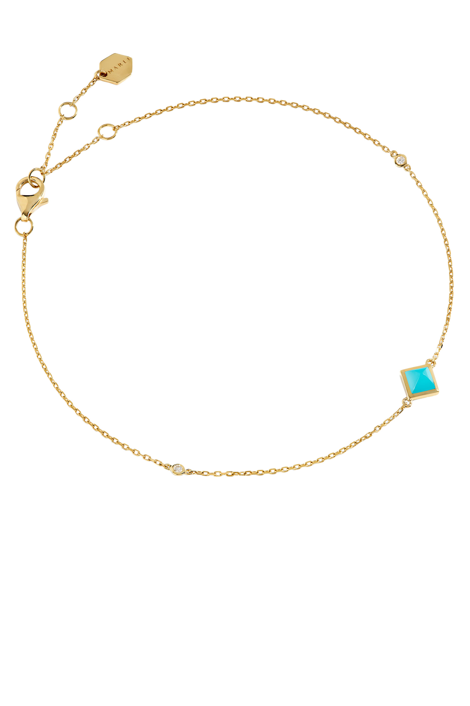 Cleo Pyramid Anklet, 18K Yellow Gold & Diamonds