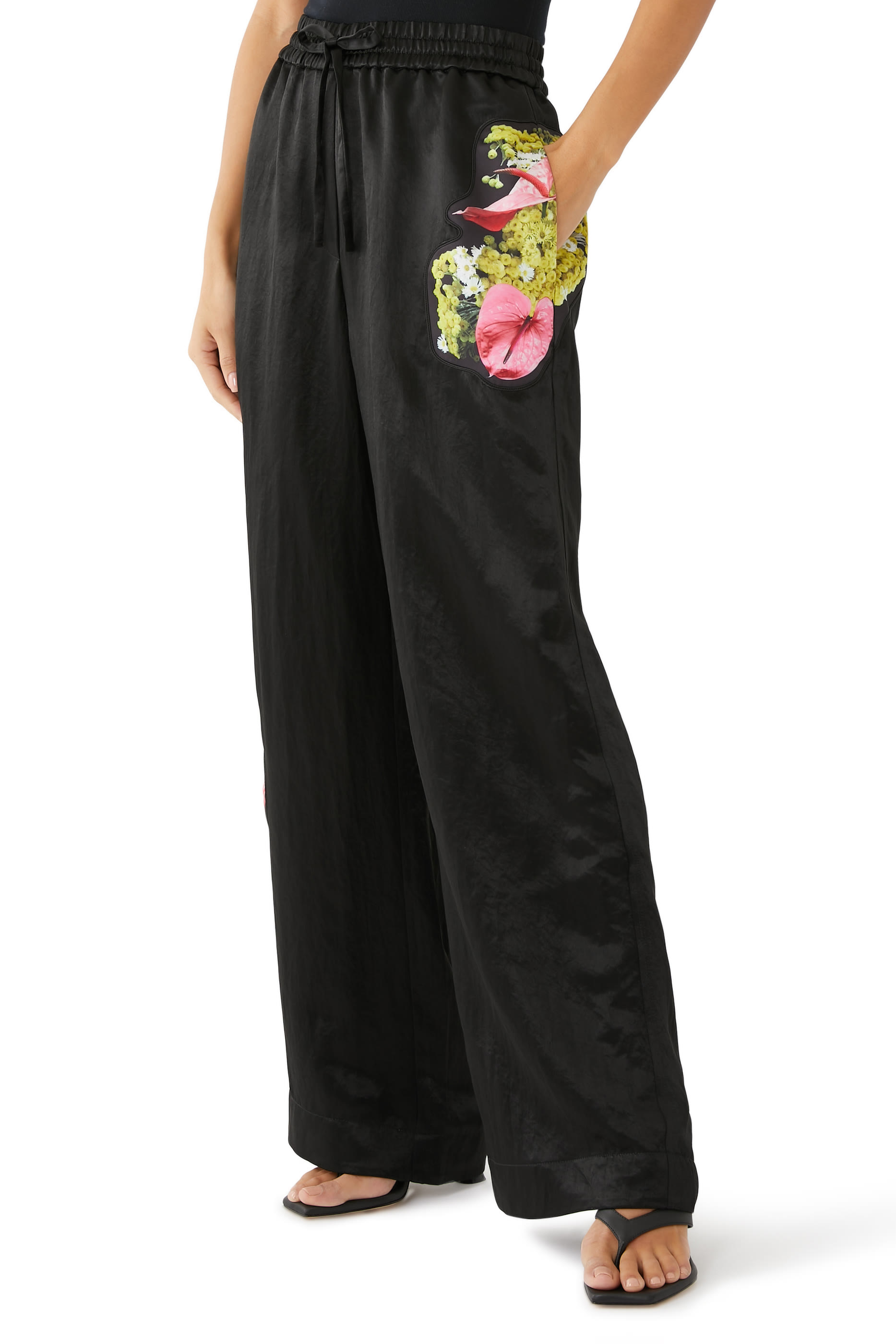 Floral Bouquet Appliqu&eacute; Pajama Trousers