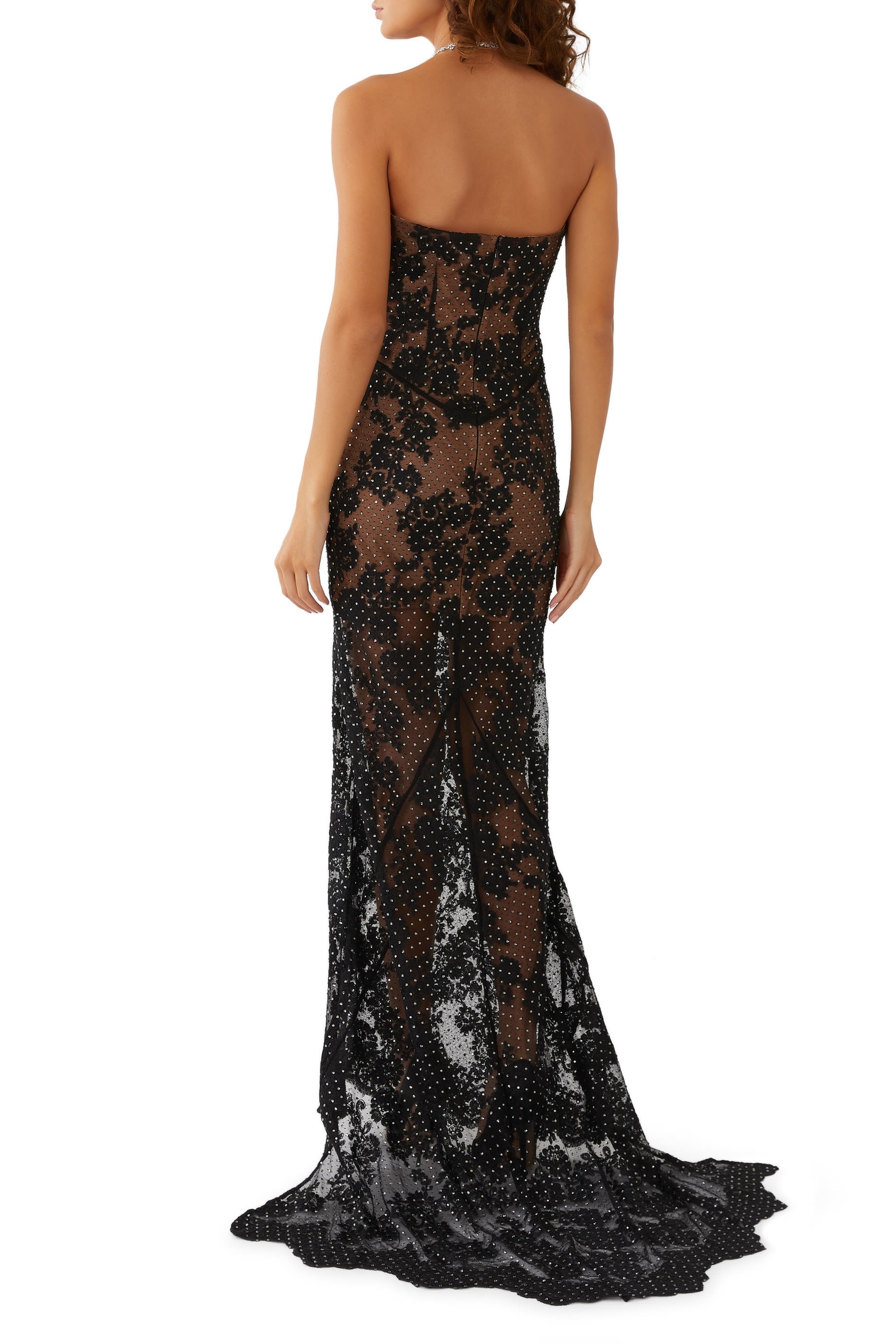 Rhinestone Lace Maxi Dress