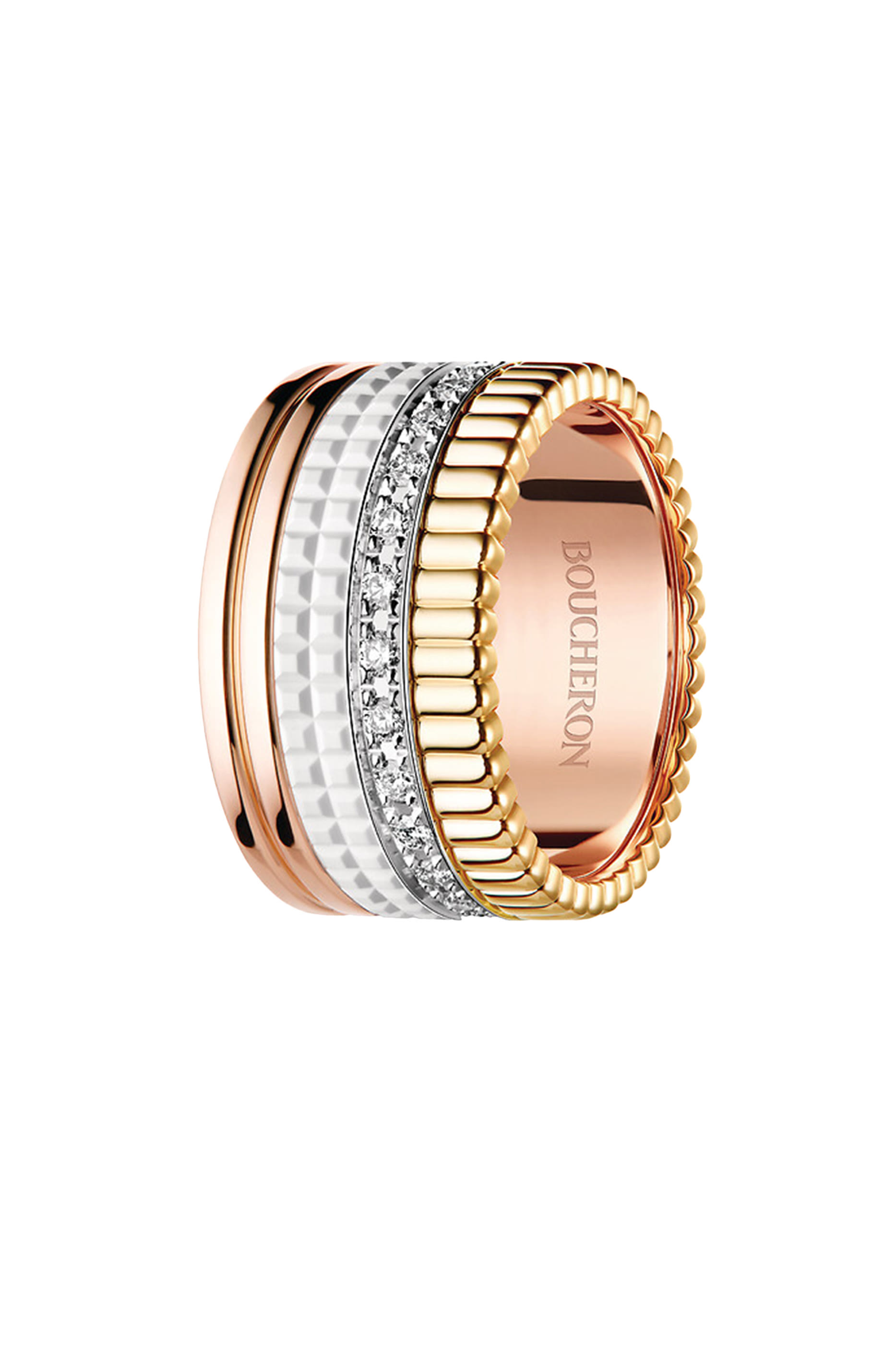 Quatre White Edition Large Ring, 18k Mix Gold