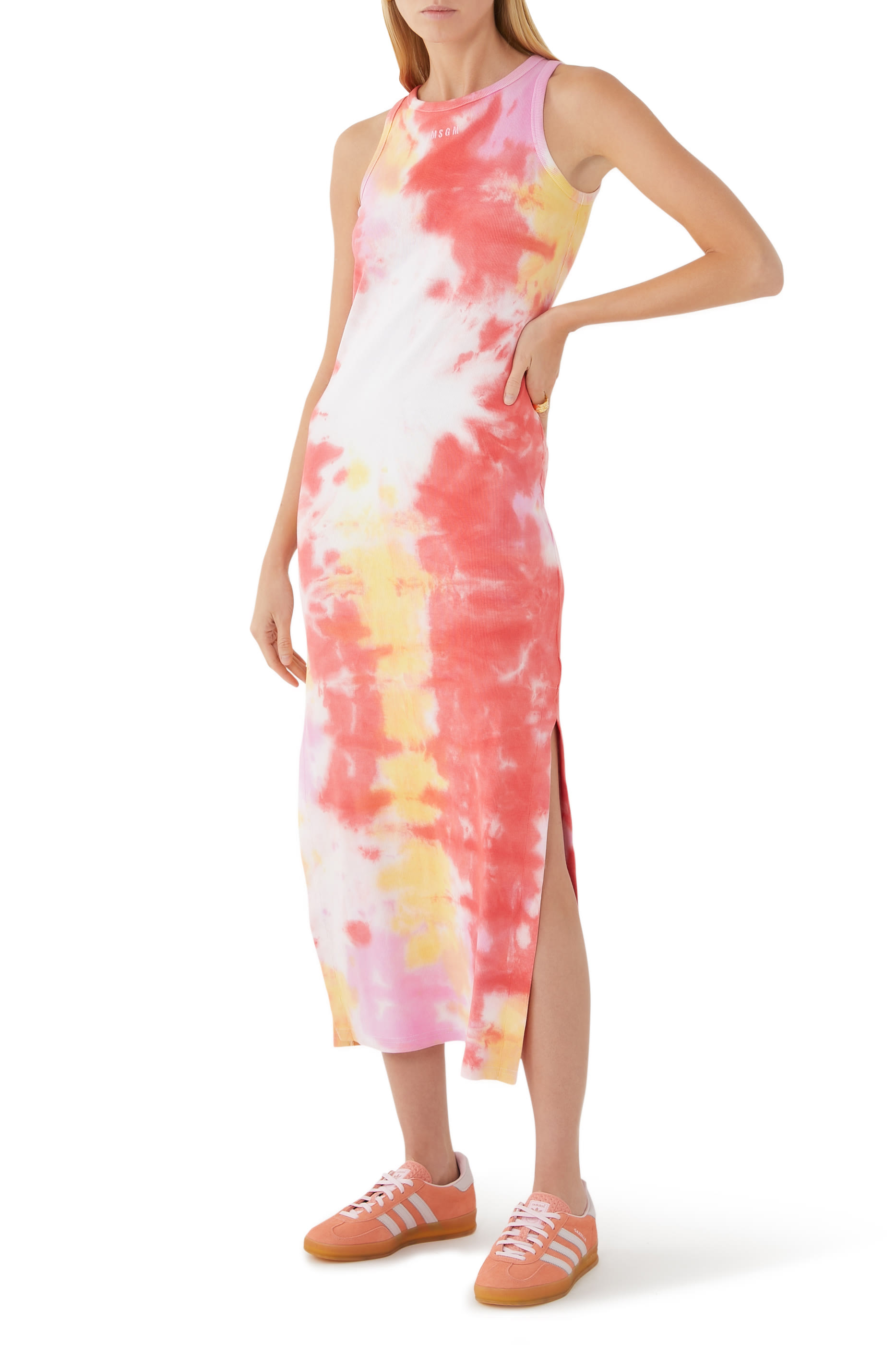 Tie-Dye Ribbed Midi Dress