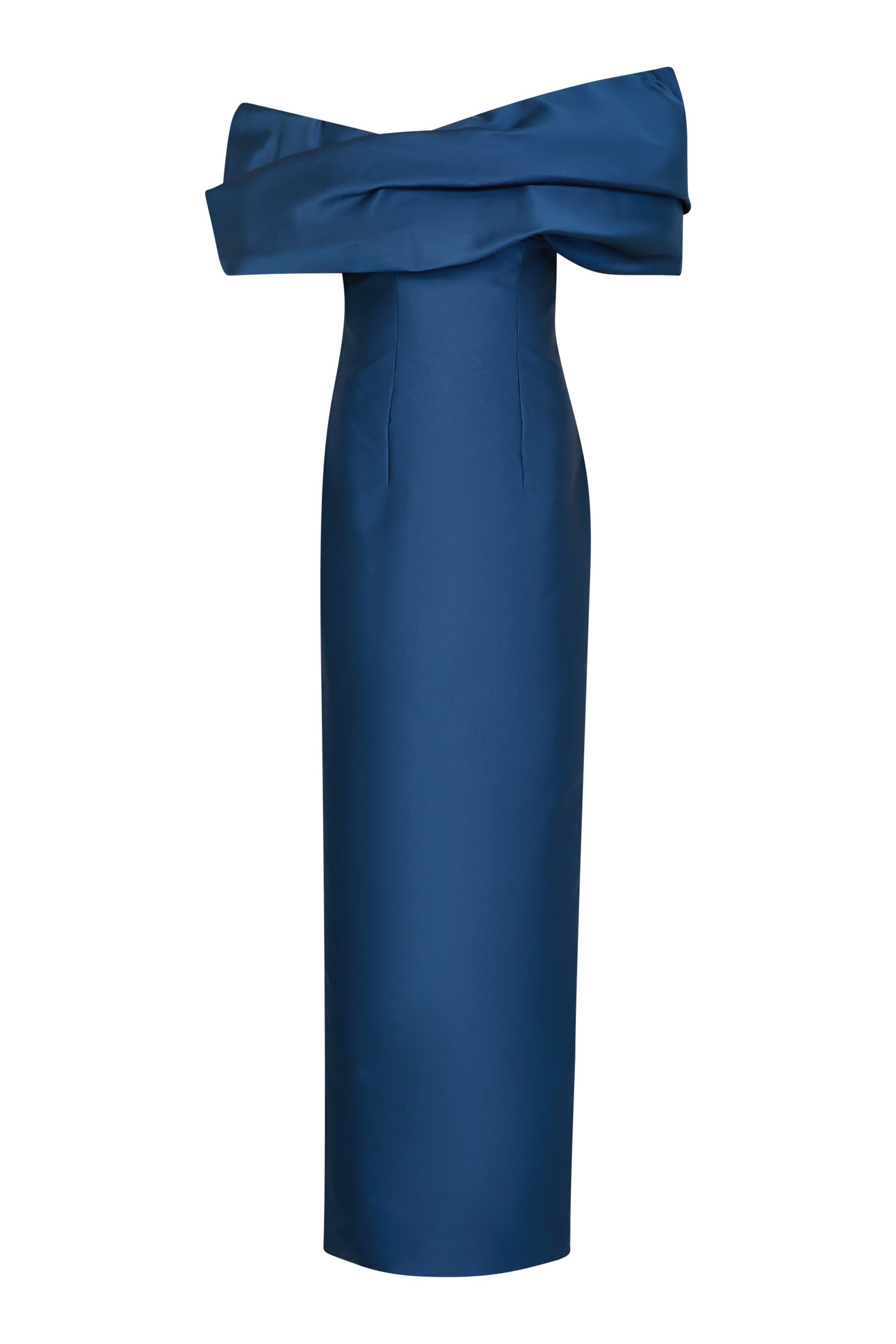 Asymmetric Draped Column Gown