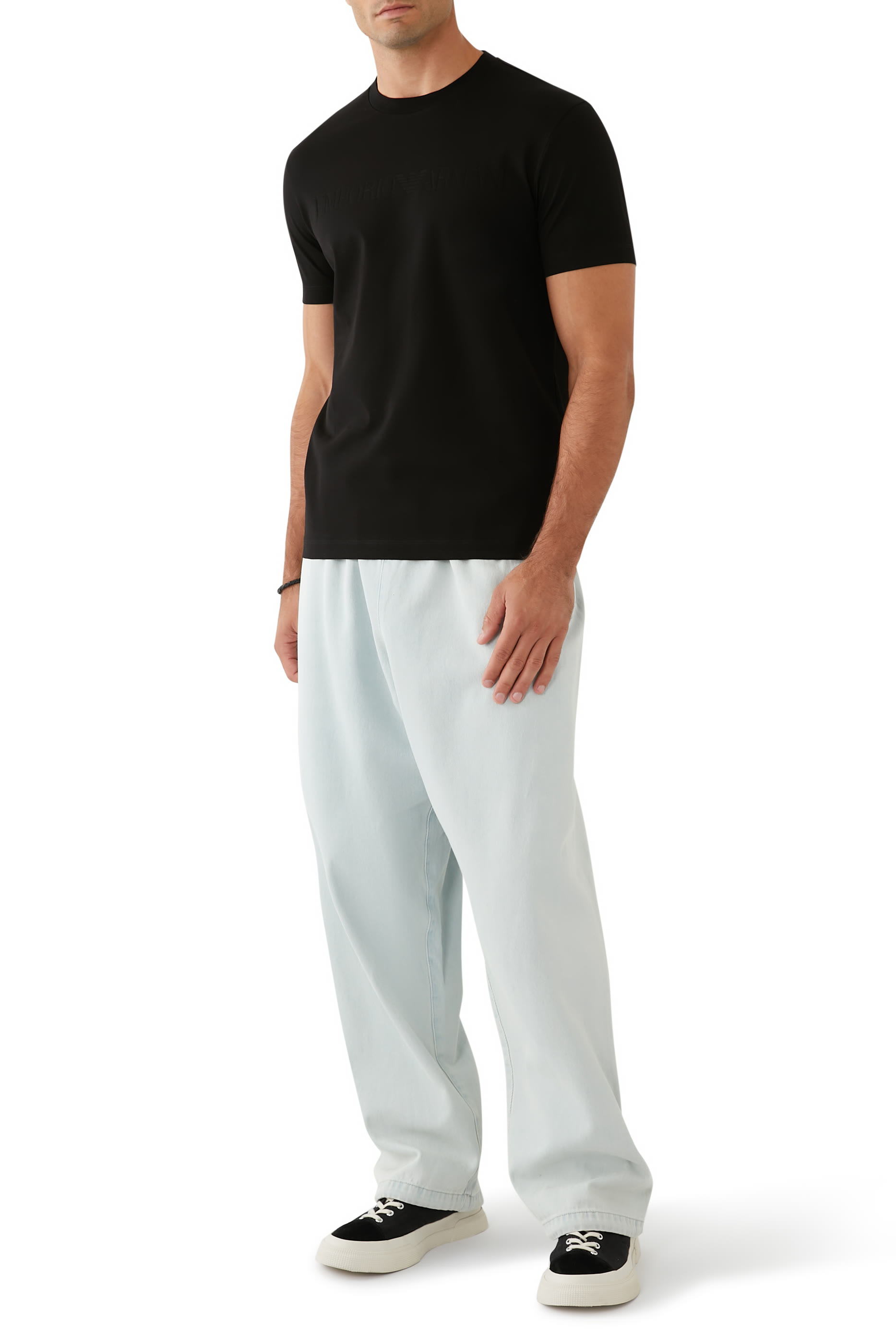 Jersey T-shirt with Jacquard Logo