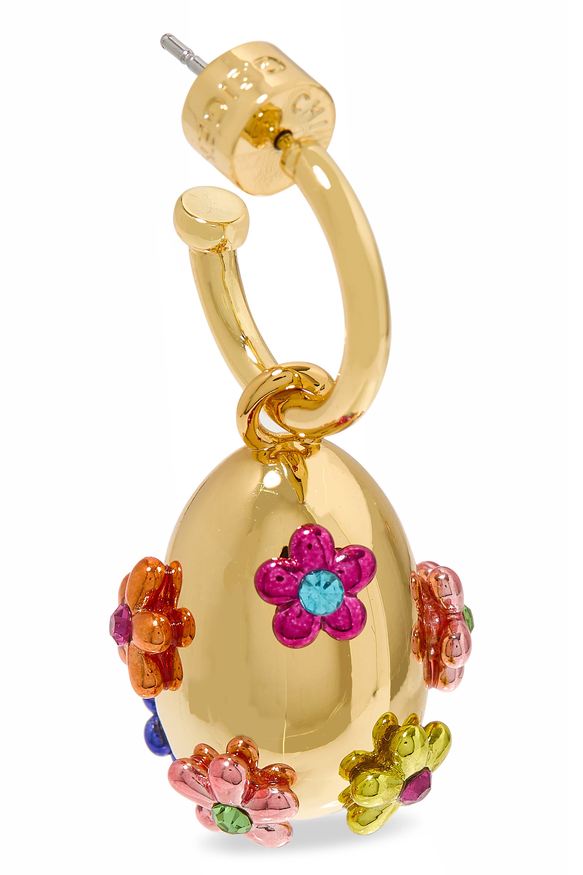 Rainbow Floral Earrings, Brass