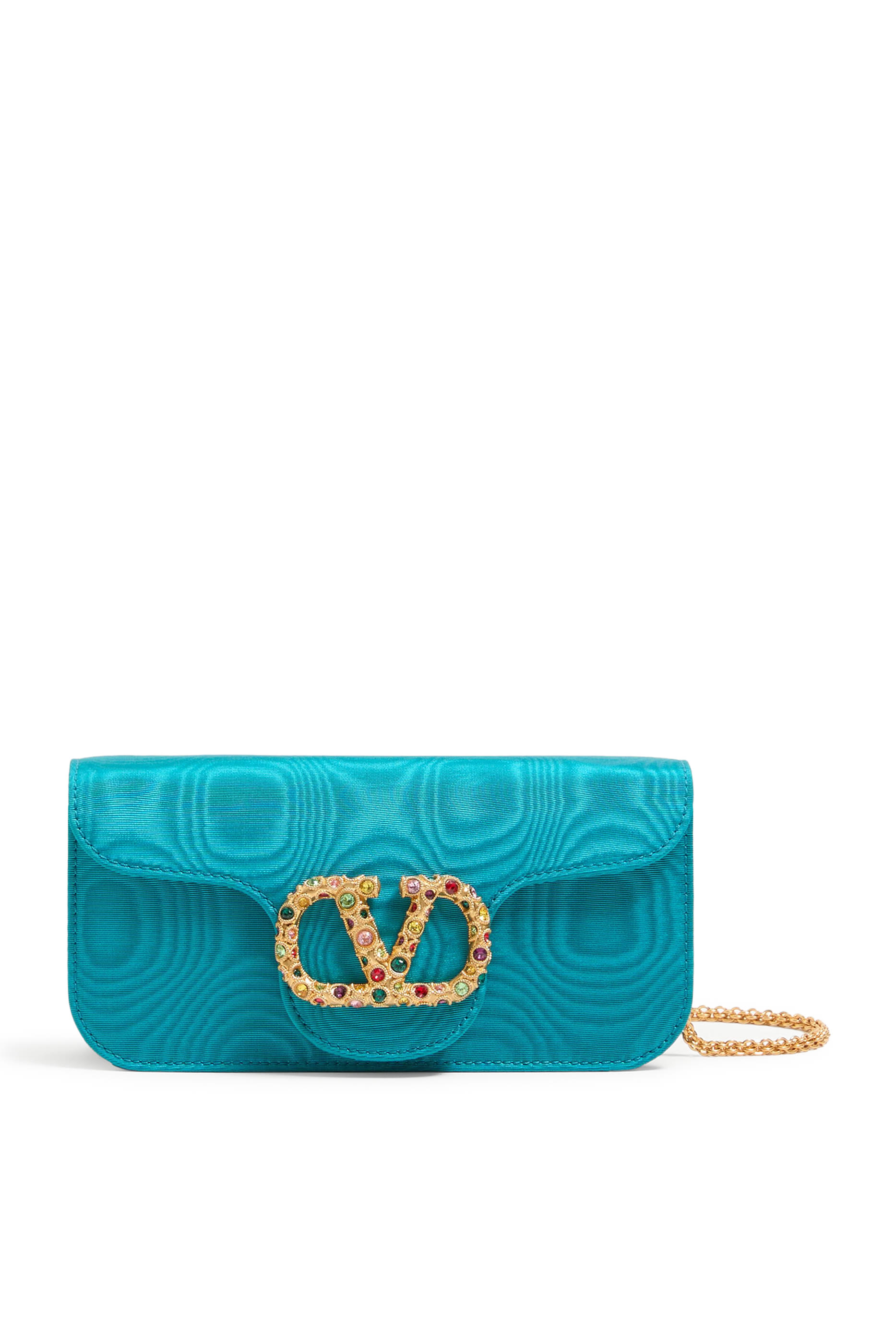 Loco Moiré Fabric Clutch with Jewel Logo