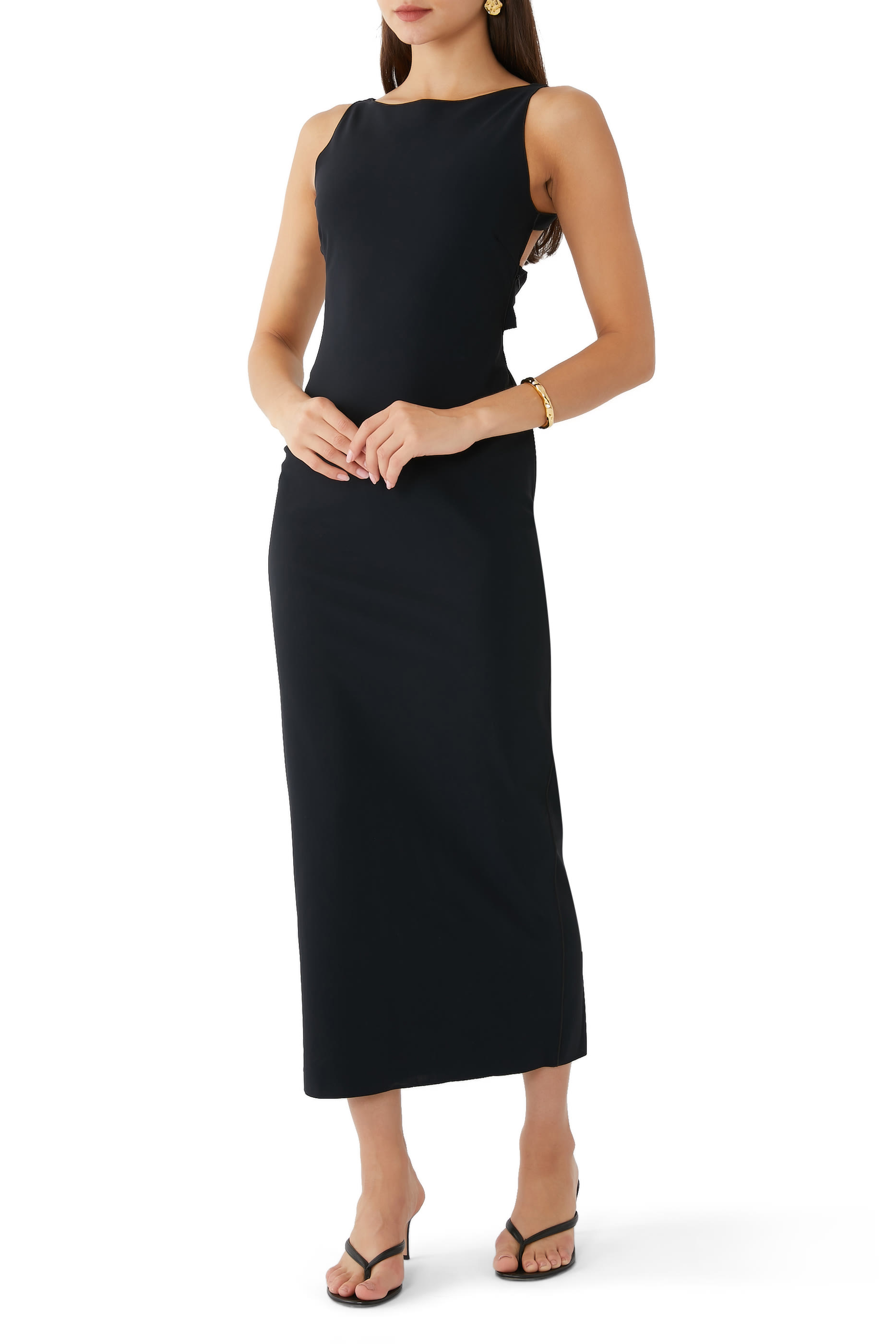 Long Twisted Back Detail Sleeveless Dress