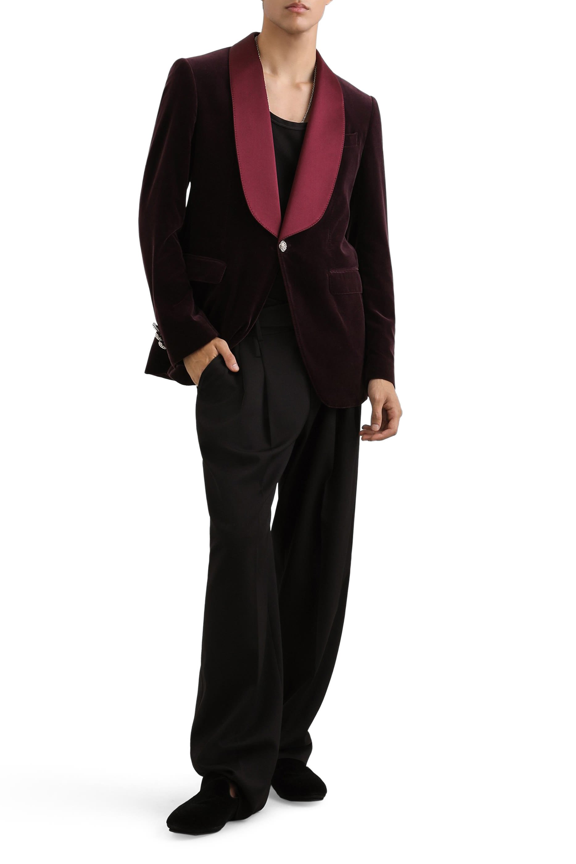 Sicilia Single-Breasted Light Smooth Velvet Jacket