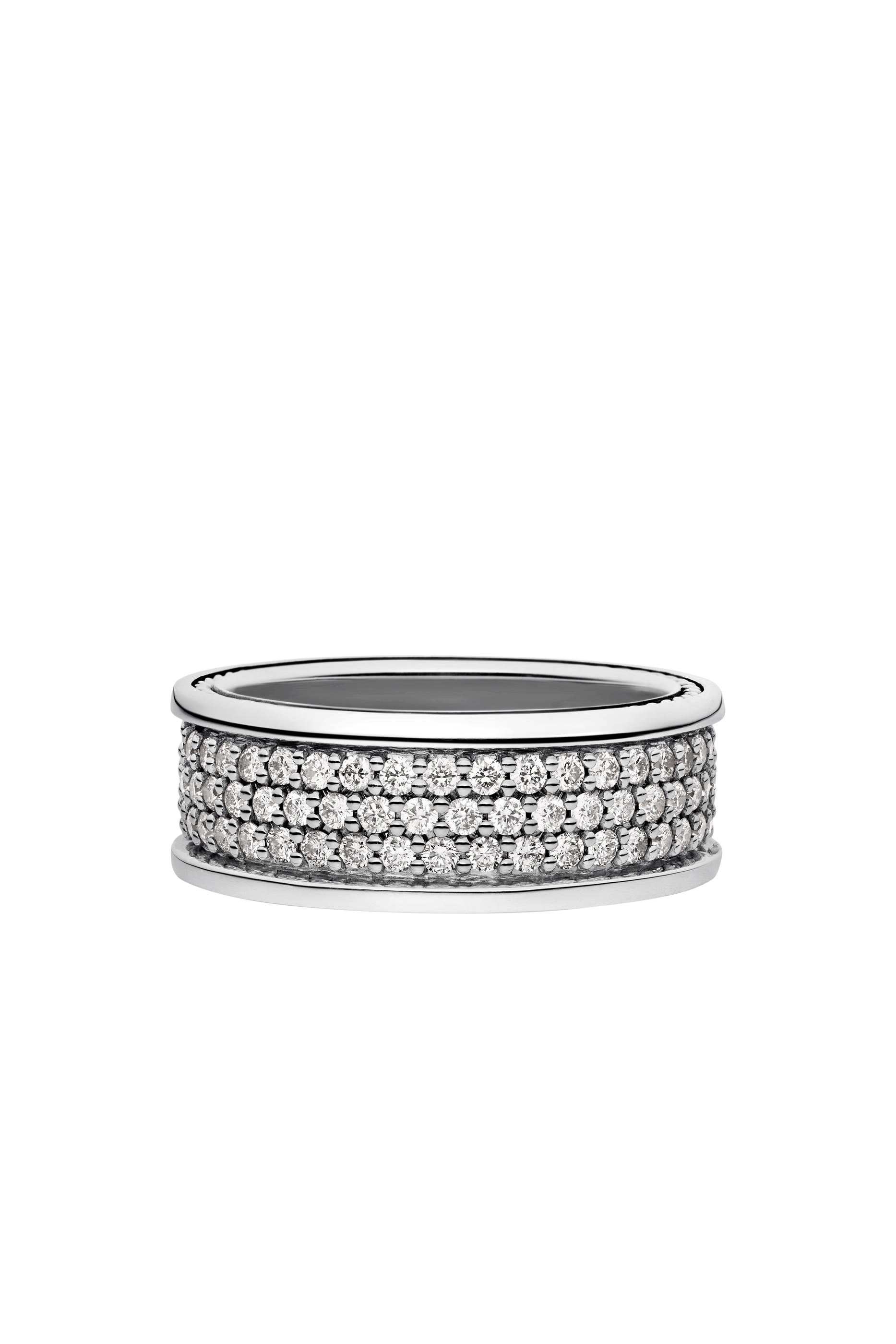 Streamline® Pavé Three Row Band Ring, Sterling Silver & Diamonds