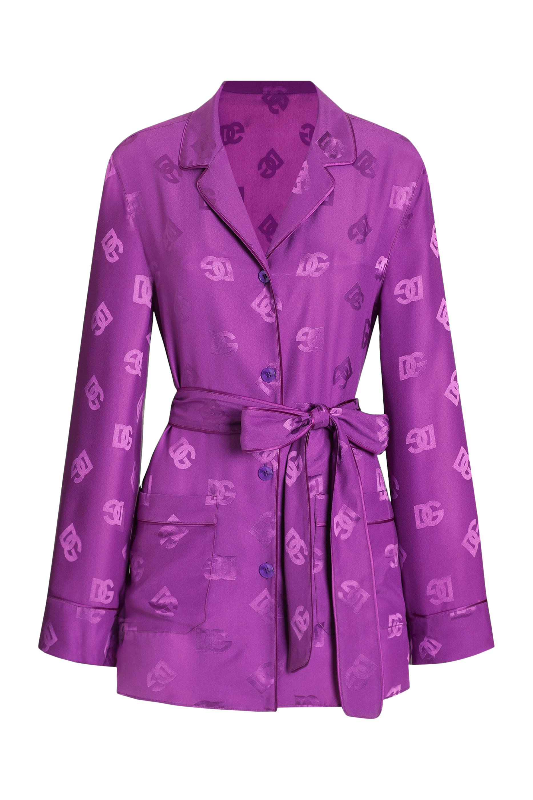 DG Logo Long Sleeves Silk Jacquard Pajama Shirt