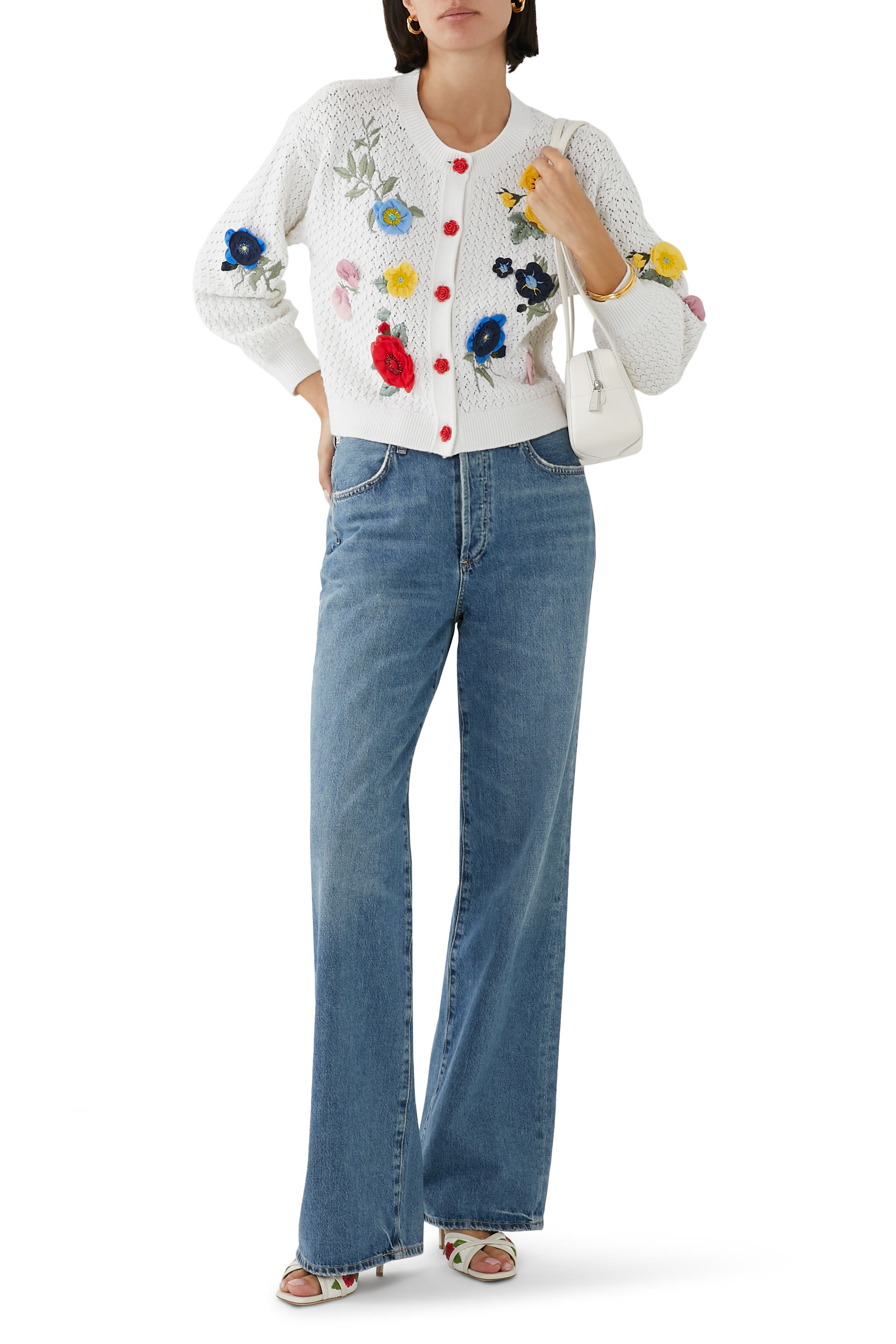 Brigid Embroidered Cropped Cardigan