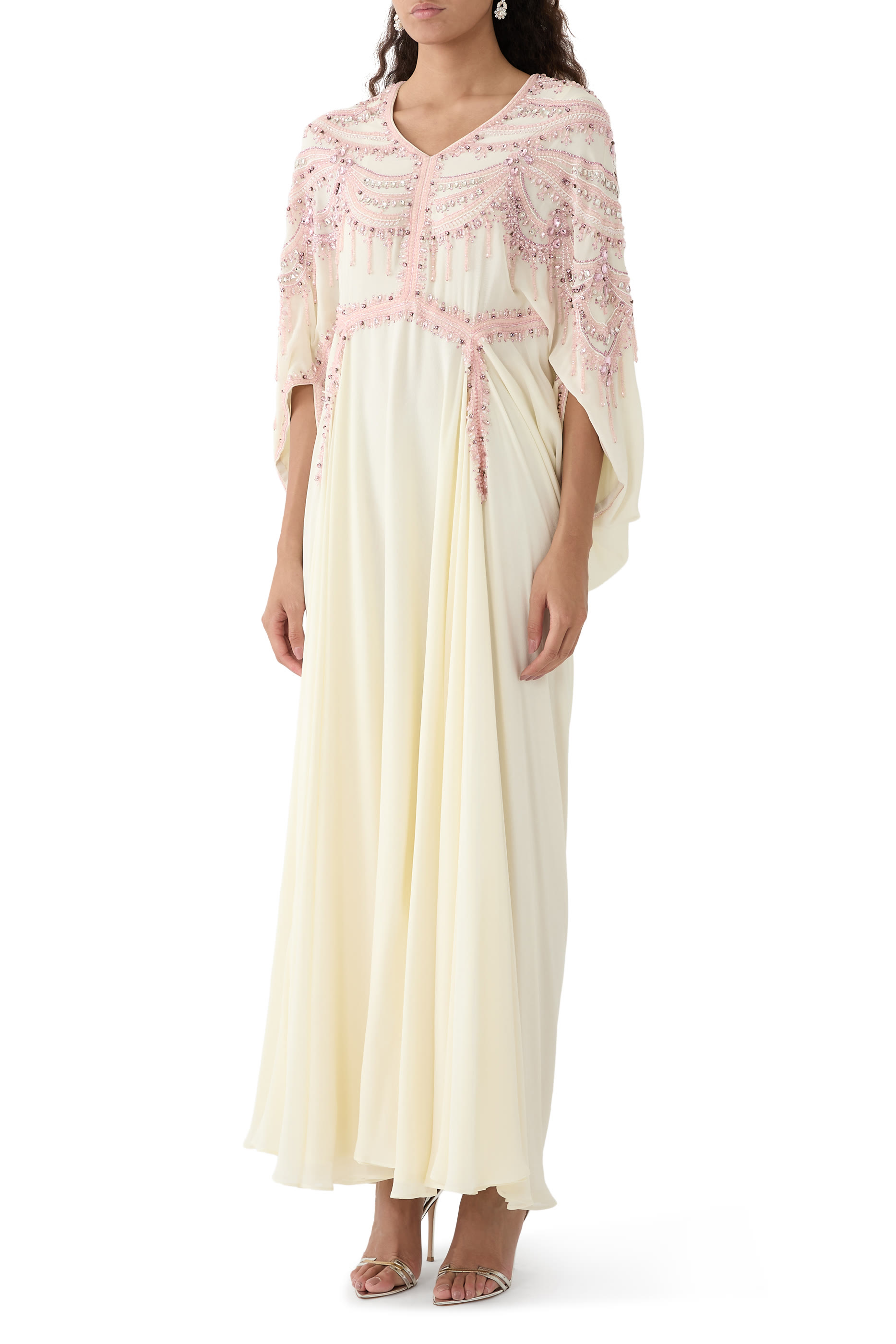 Georgette Stone Work Cowl Kaftan