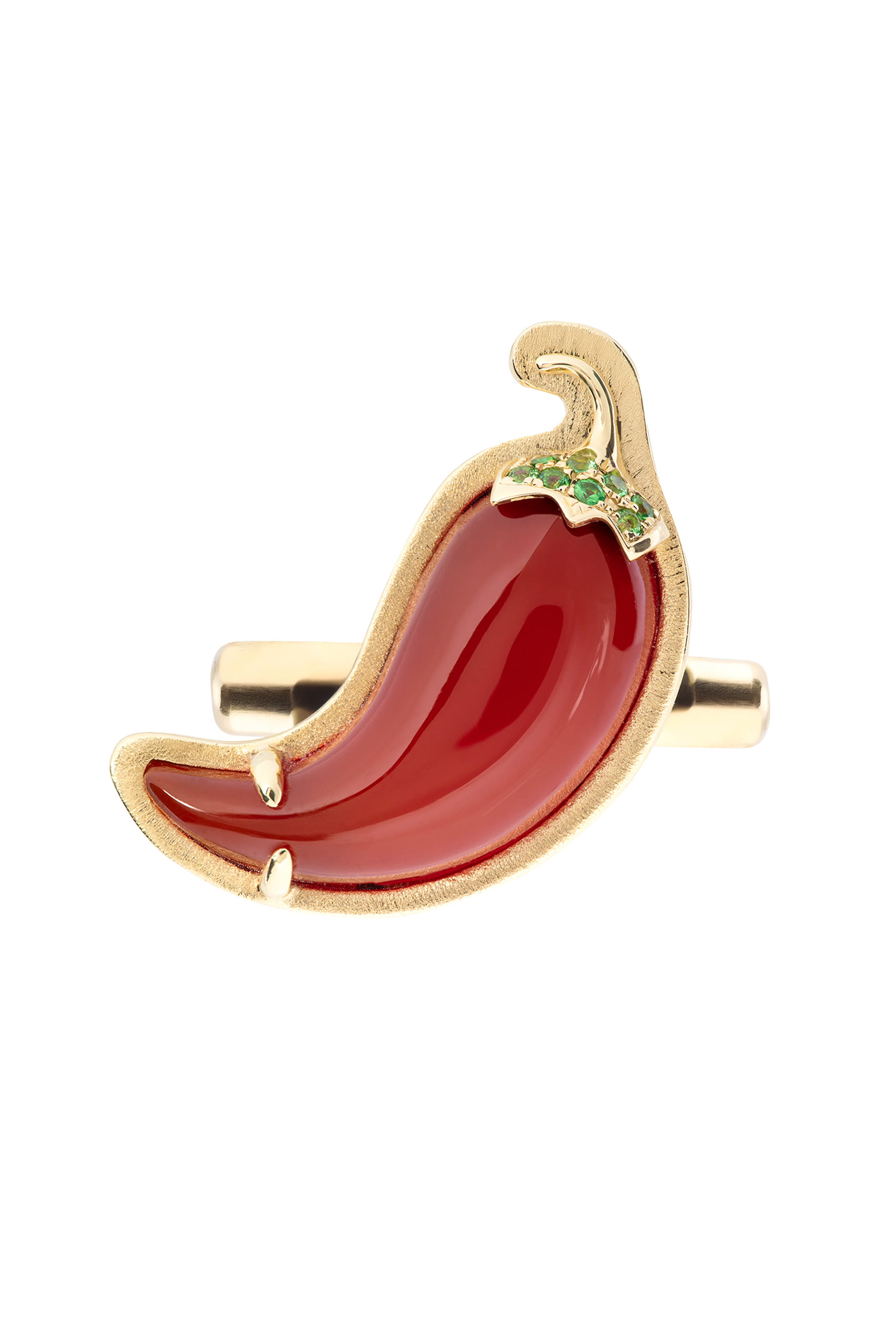 Pepper Ring, 18K Yellow Gold & Red Agate