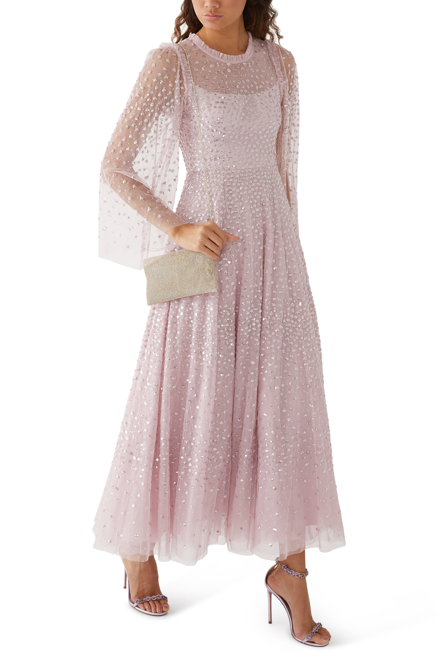 Scatter Dot Round Neck Ankle Gown