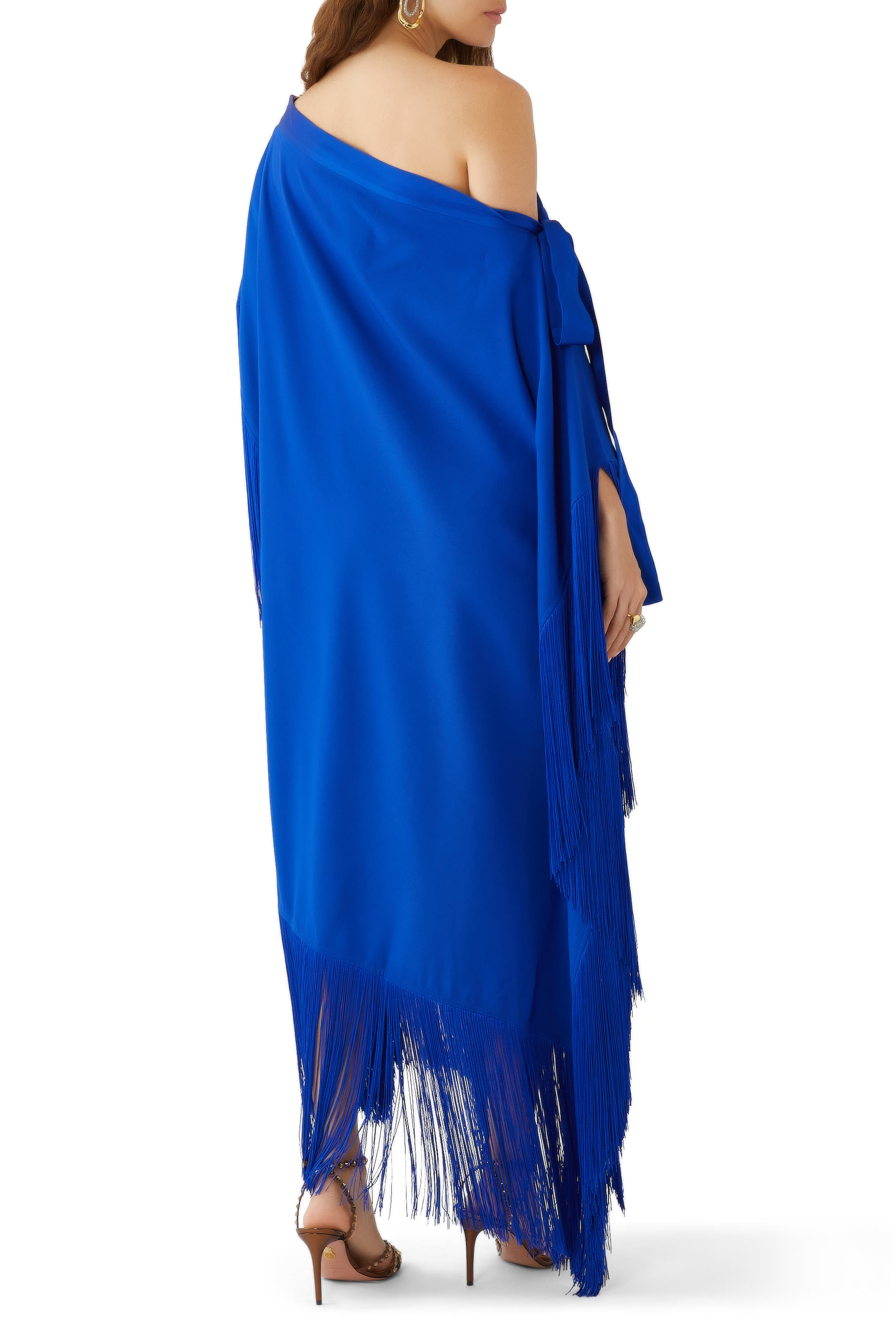 Aarons One Shoulder Fringed Kaftan