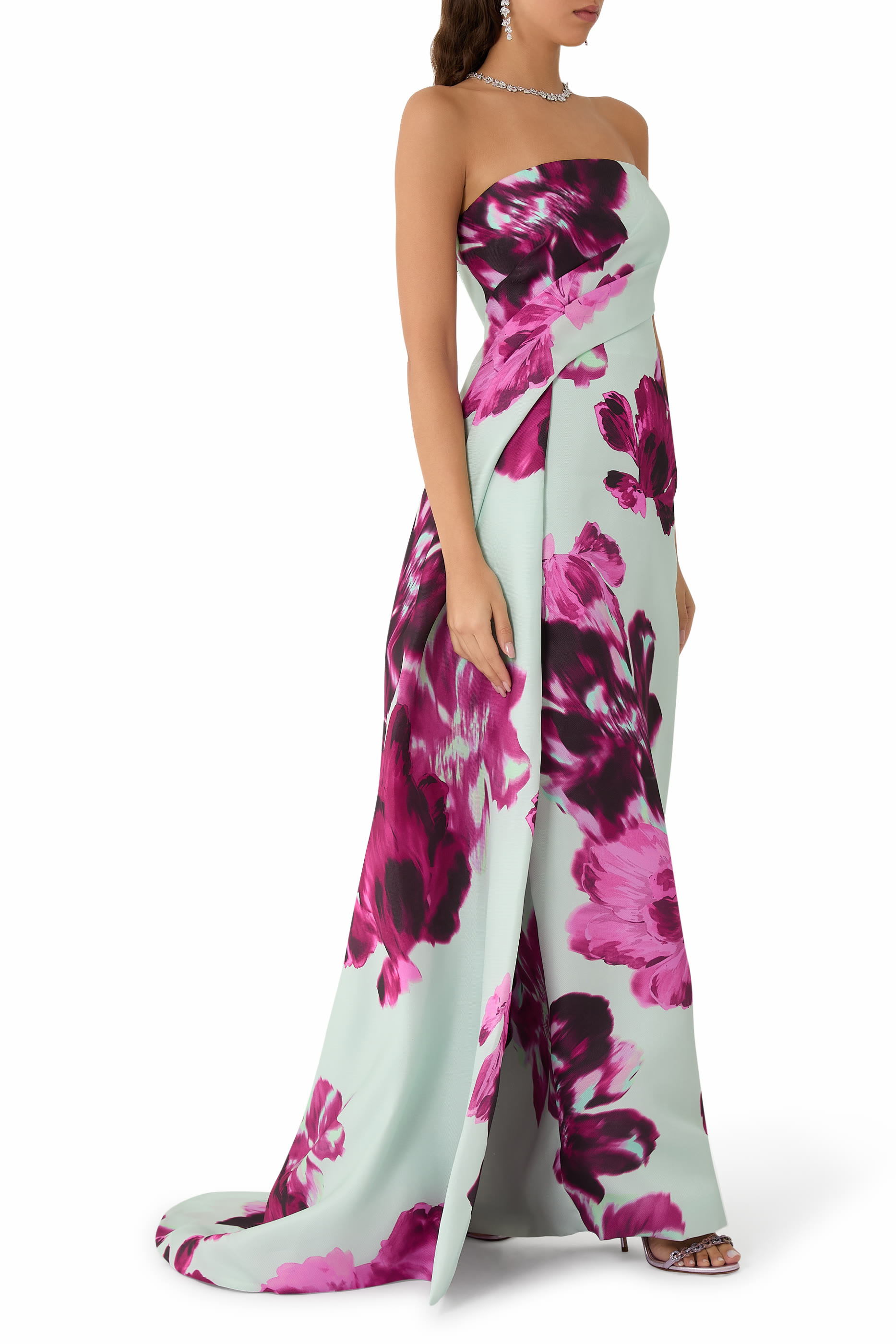 Electric Floral Column Gown