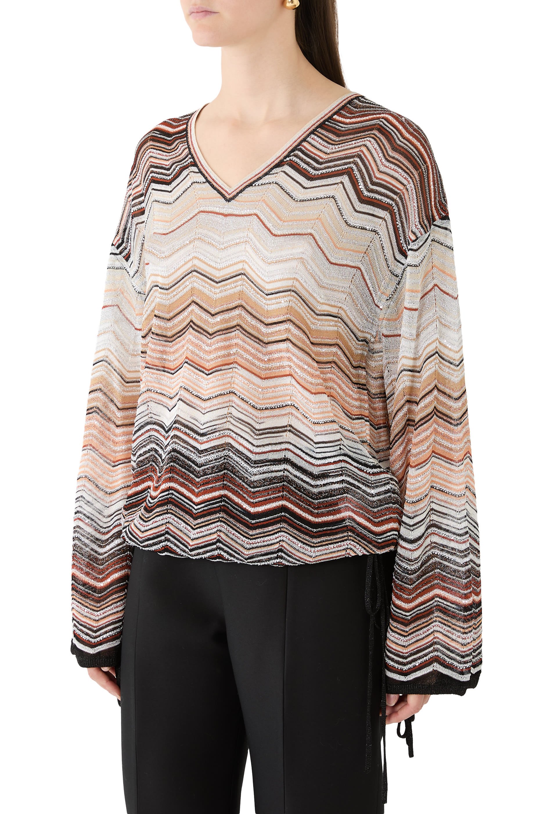  Chevron Lurex Sequinned Blouse