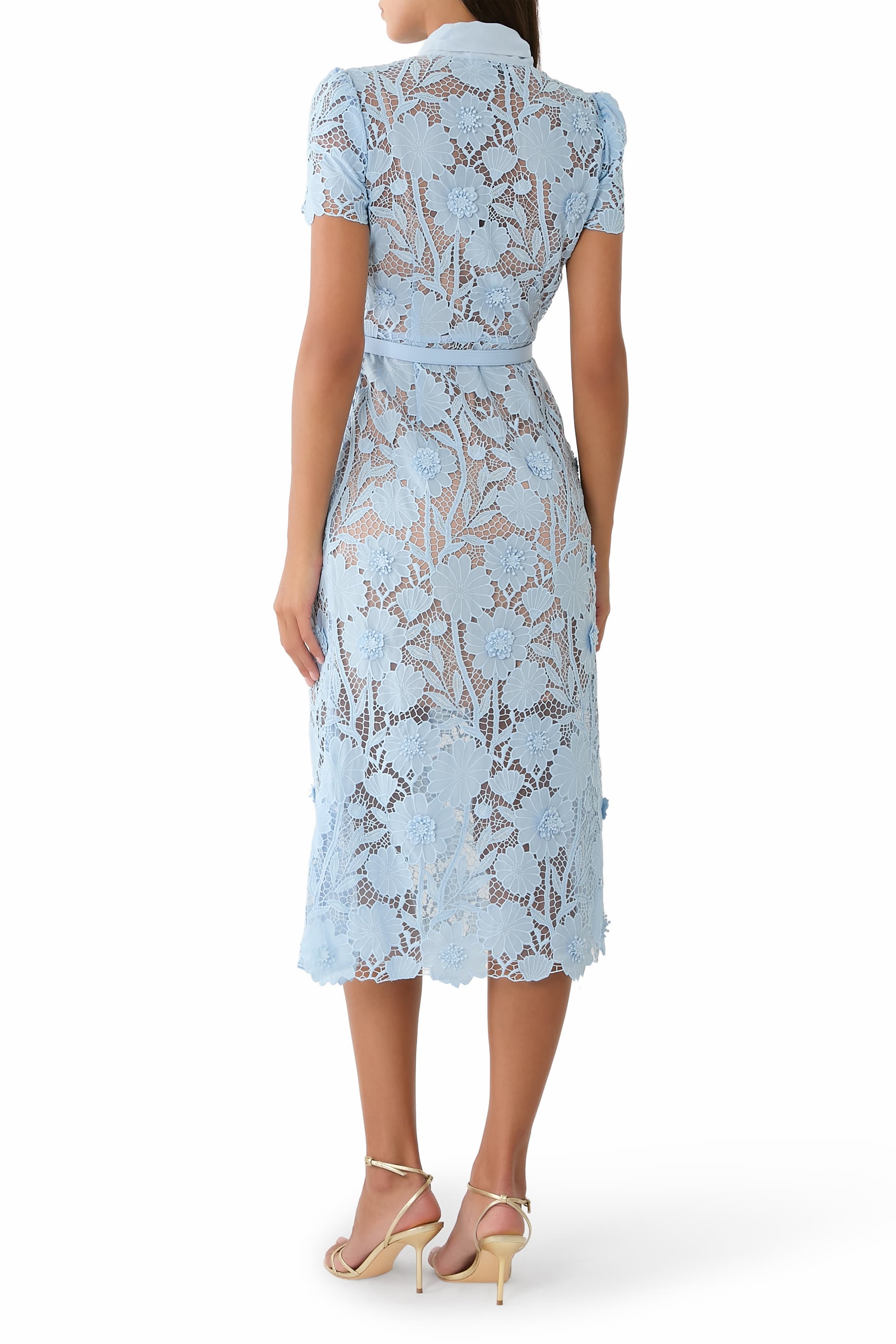 Lace Tie Neck Midi Dress