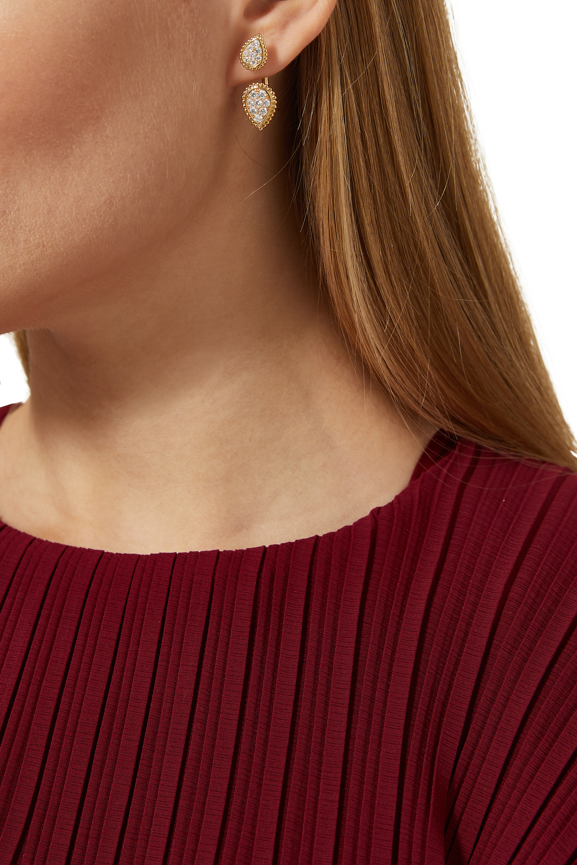 Serpent Bohème Double Motif Diamond Single Stud Earring