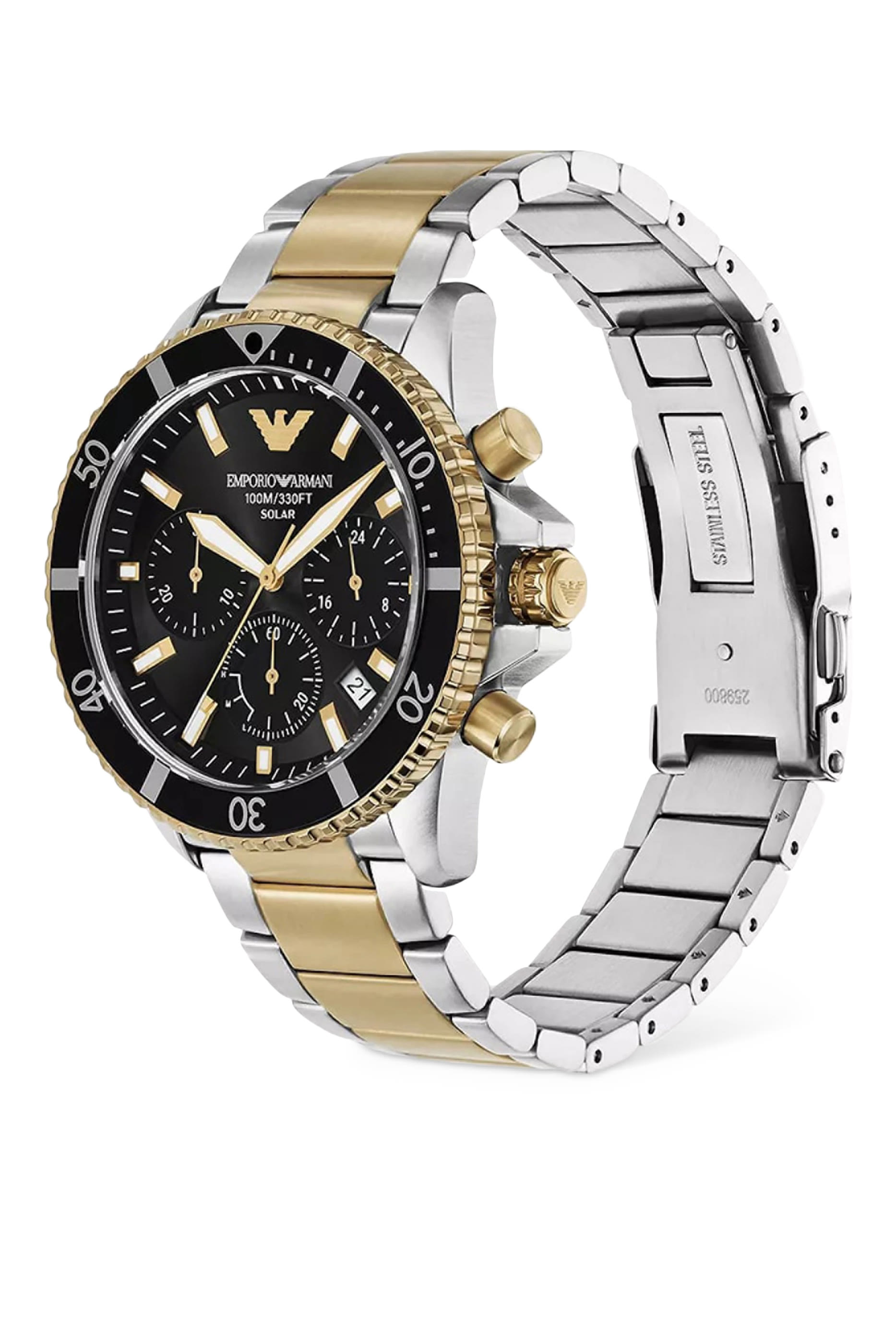 World Explorer Solar-Powered Chronograph Two-Tone Stainless Steel Watch