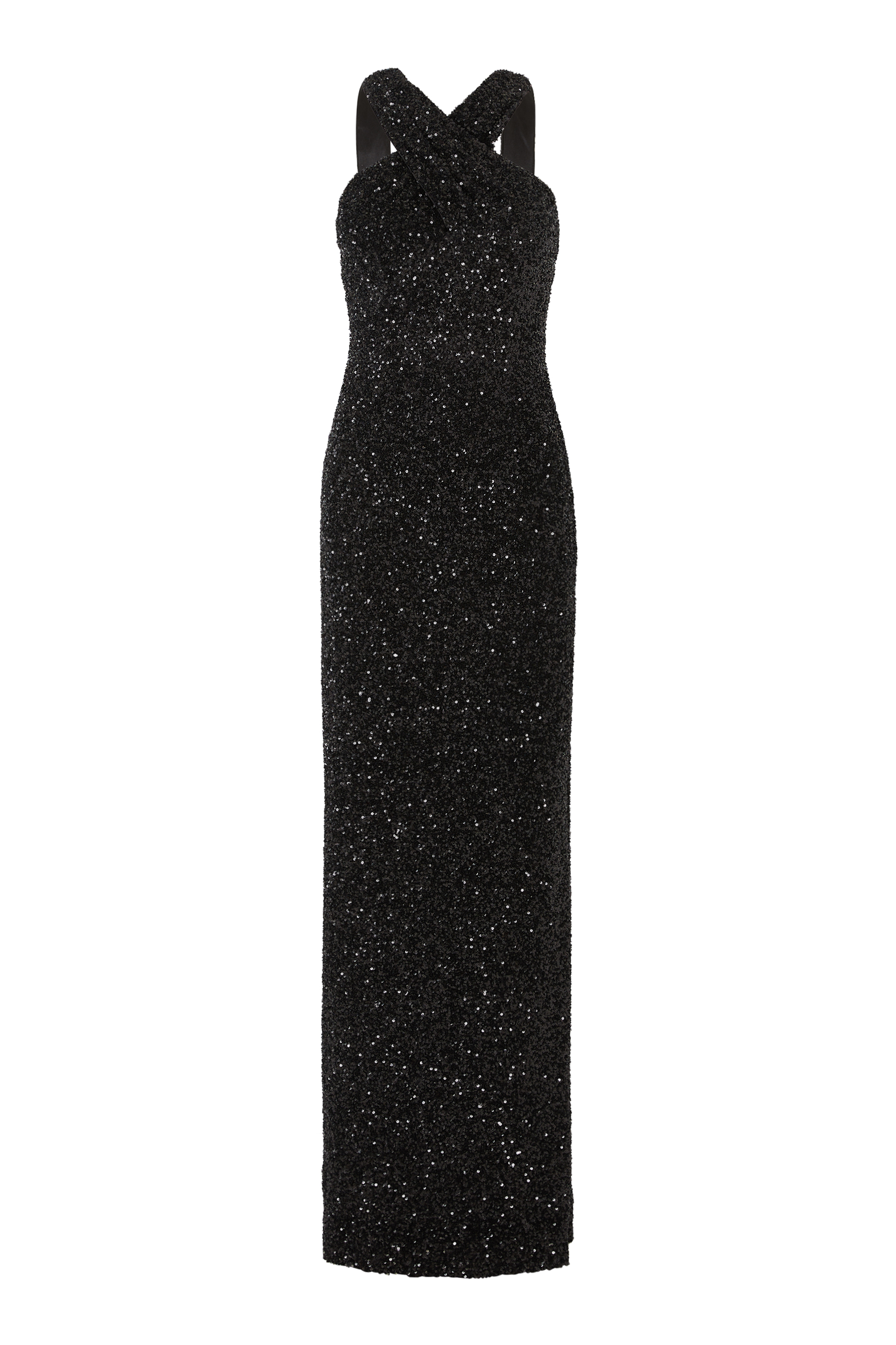 Buy Teri Jon Sequin Criss Cross Halter Gown for Womens | Bloomingdale's UAE