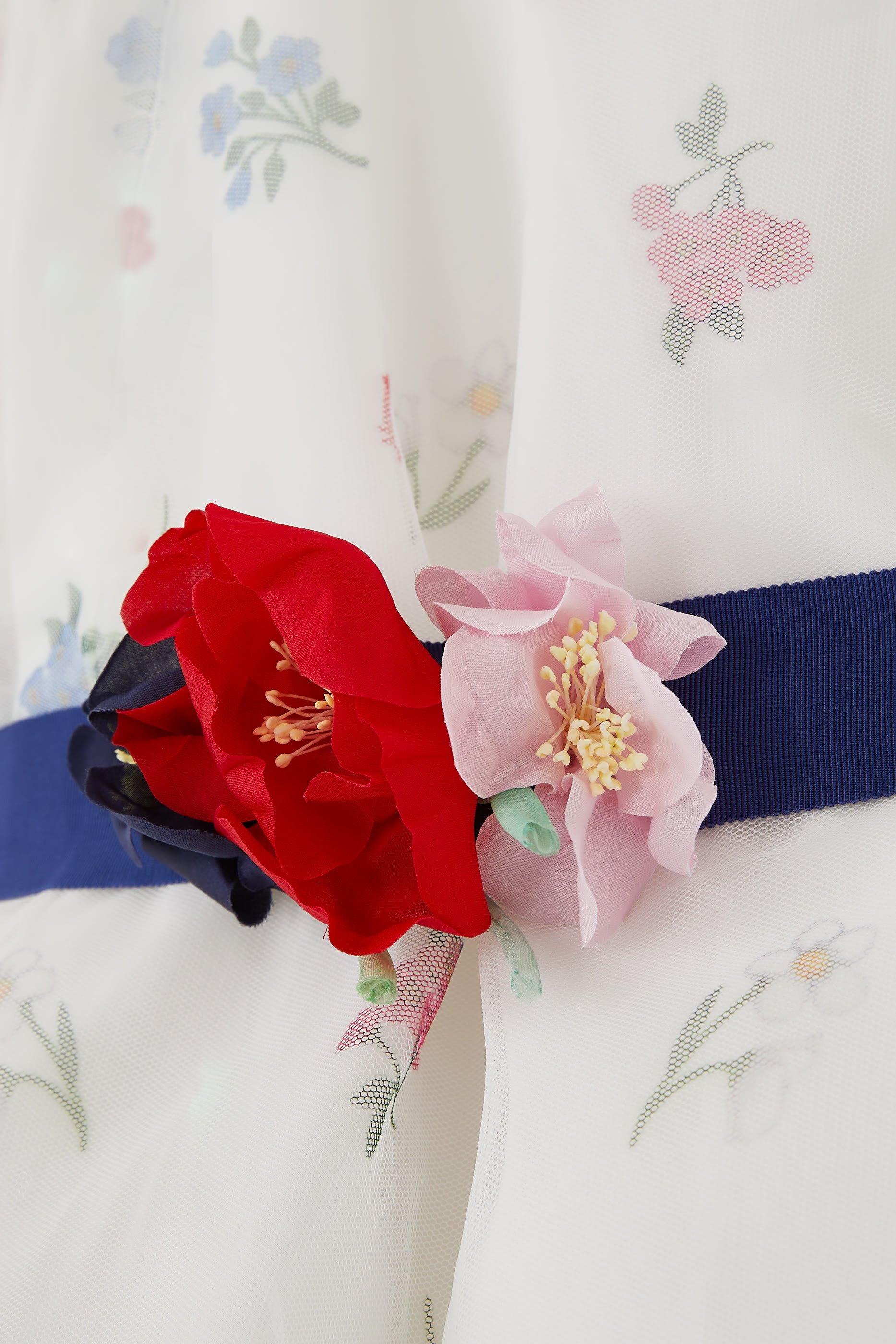 Kids Botanical Print Tulle Dress