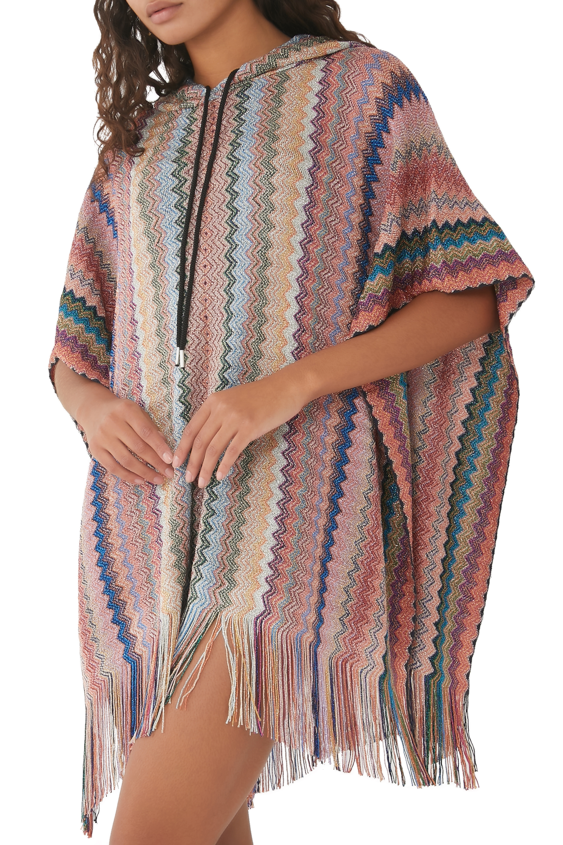 Hooded Zig Zag Knitted Kaftan