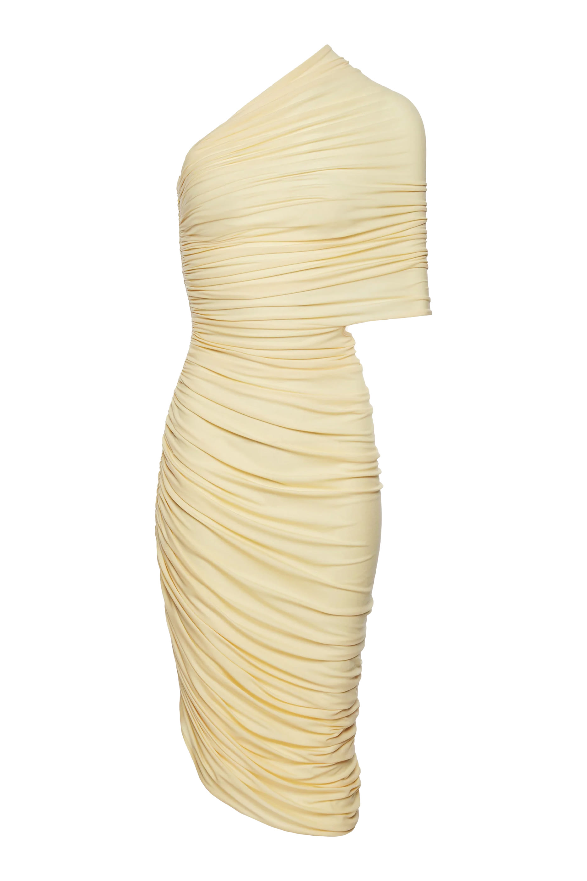 One-Shoulder Draped Midi Dress