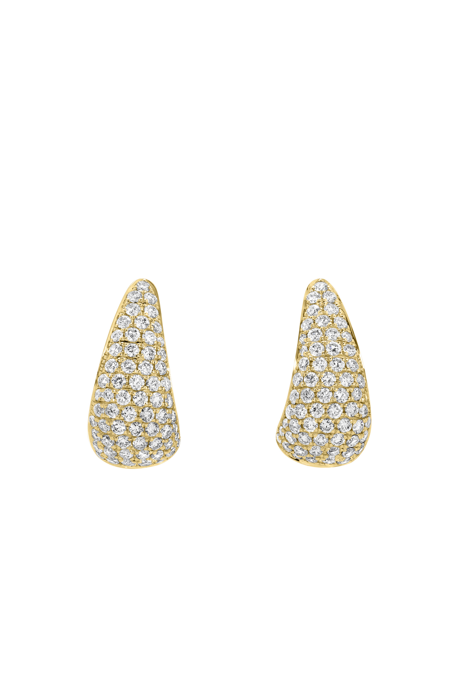 Small Diamond Claw Earrings, 18k Yellow Gold & Diamonds