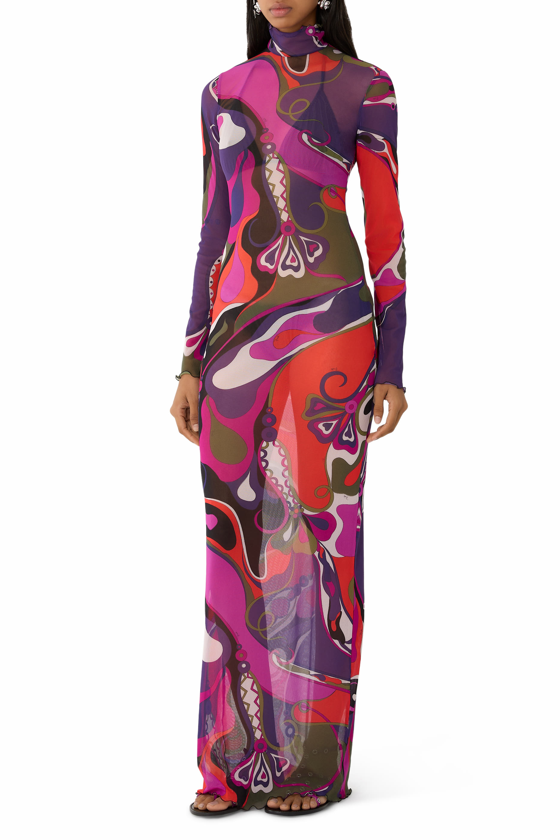 Orchidee Print Tulle Dress