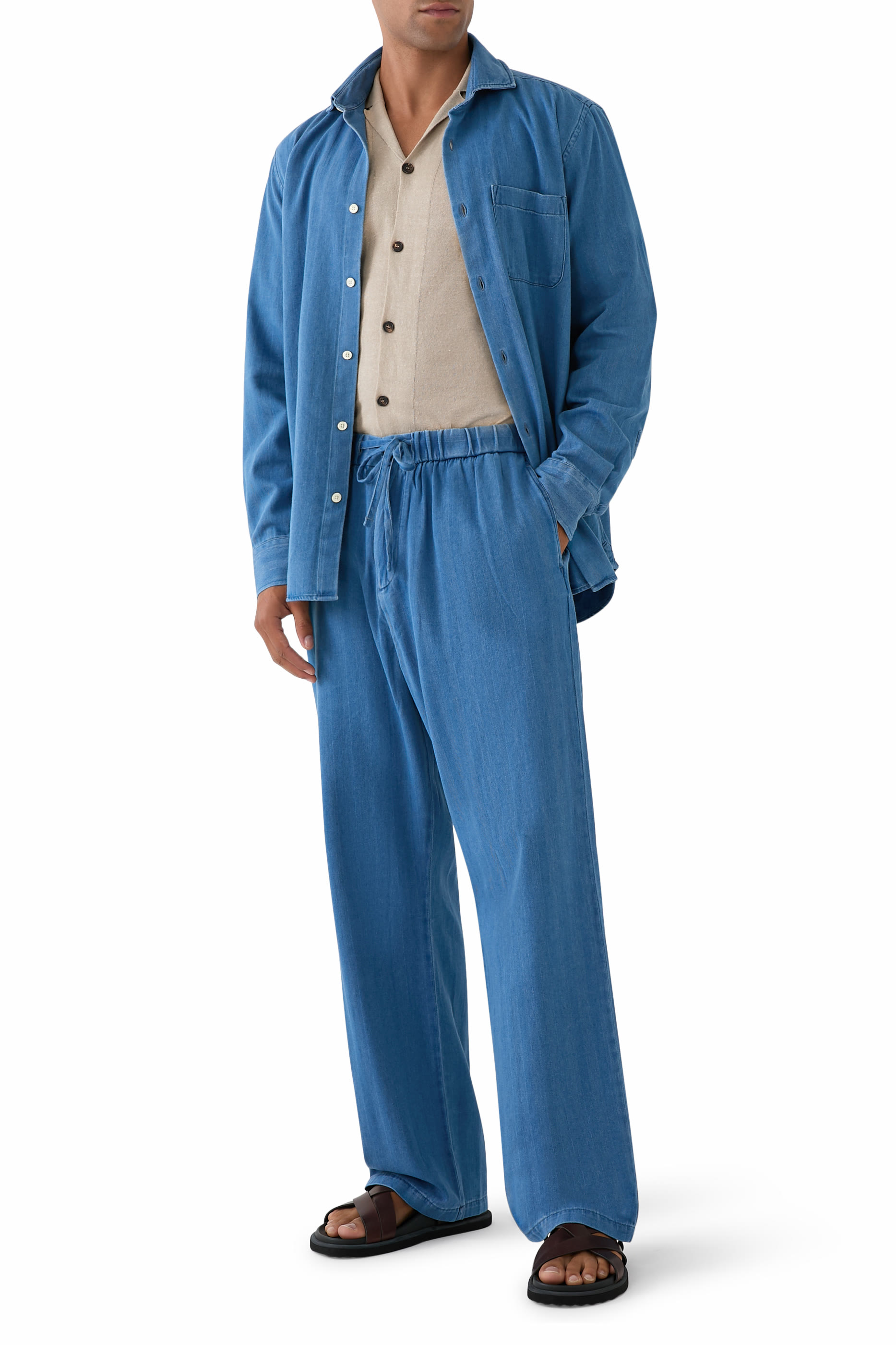 Emilio Herringbone Denim Shirt