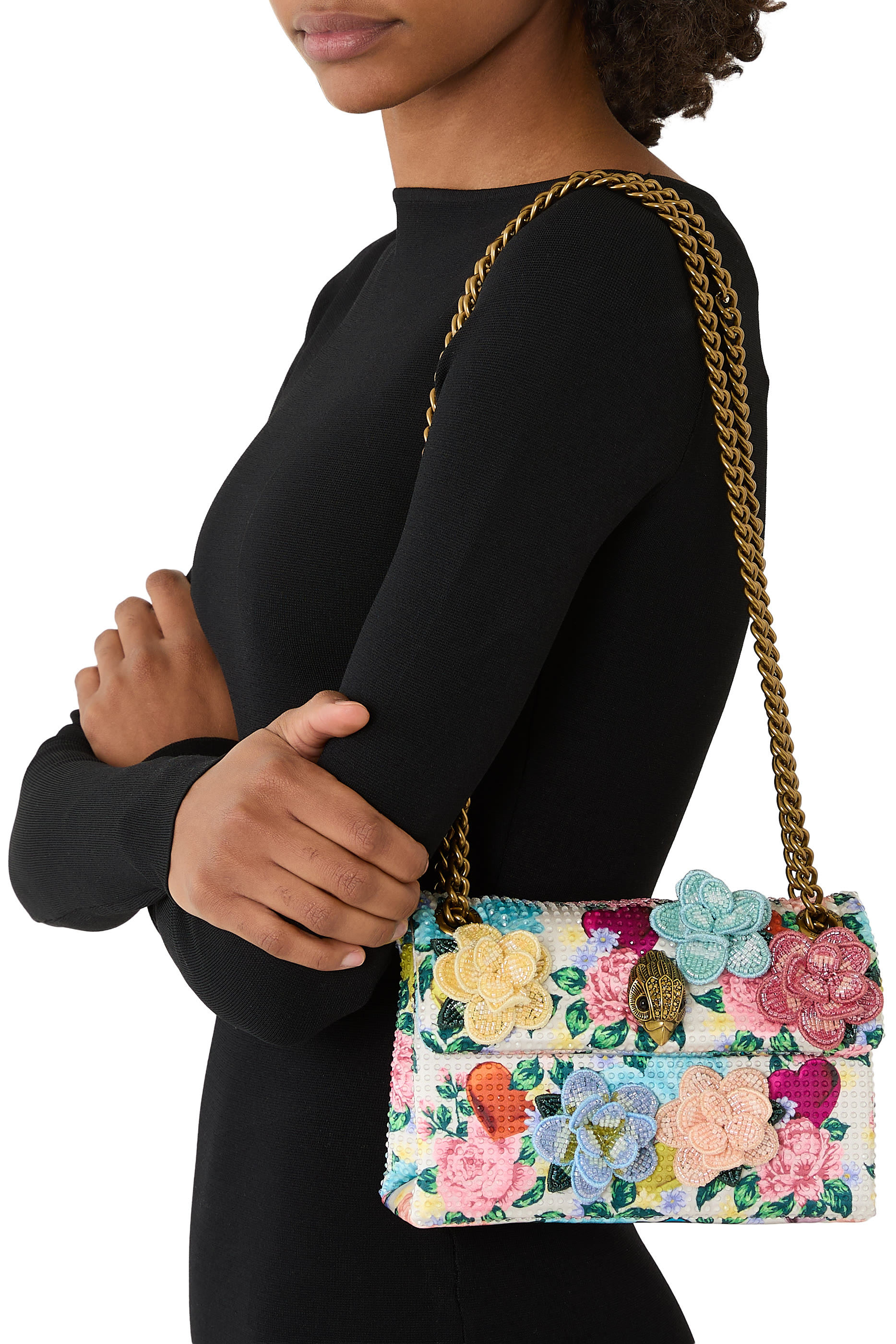 Small Kensington Floral-Appliqu&eacute; Shoulder Bag