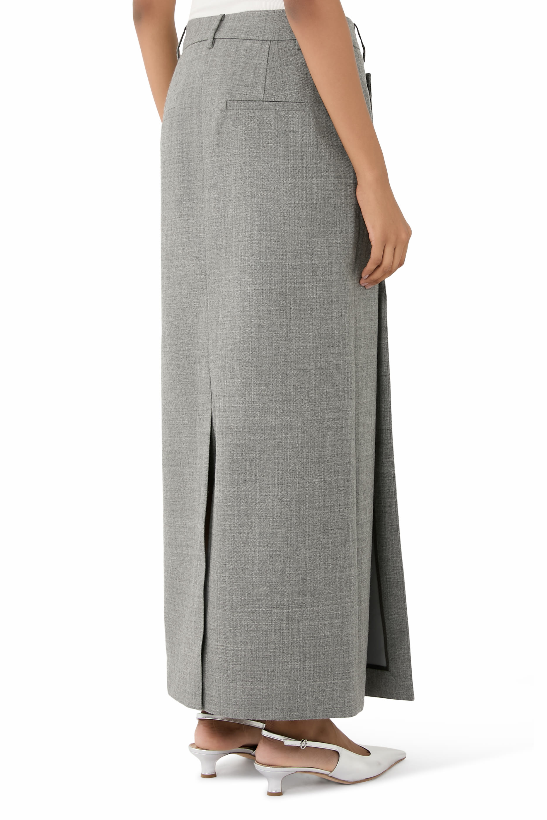 Techy Bonded Wool Wrap Maxi Skirt
