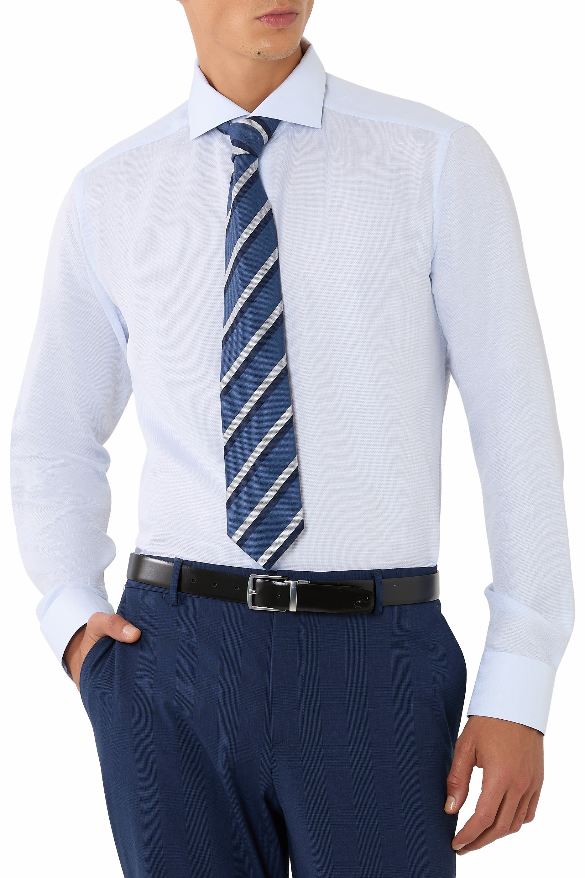 Striped Woven Silk Tie