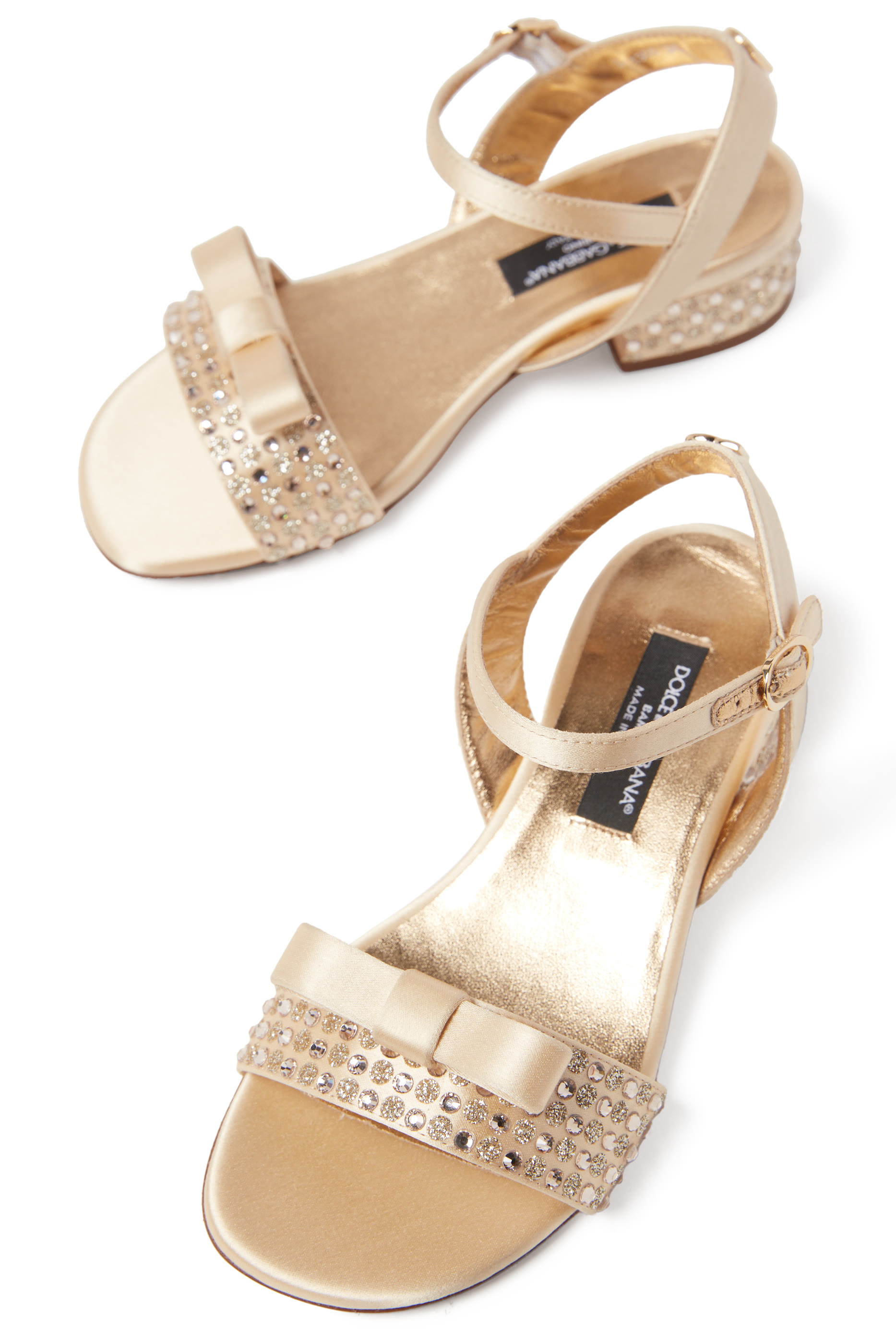 Kids Rhinestone Embellished Satin Sandals