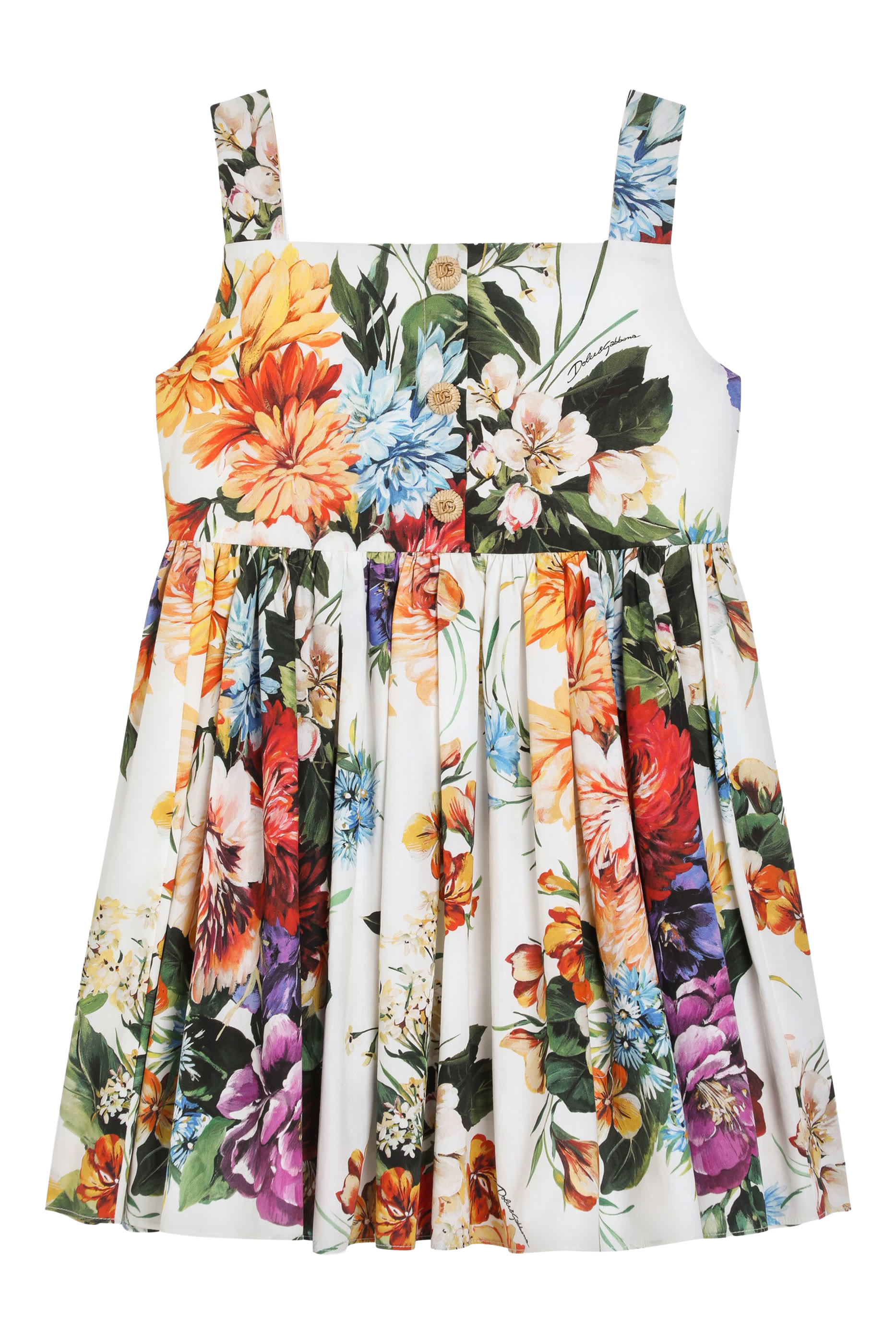 Kids Flower Print Poplin Dress