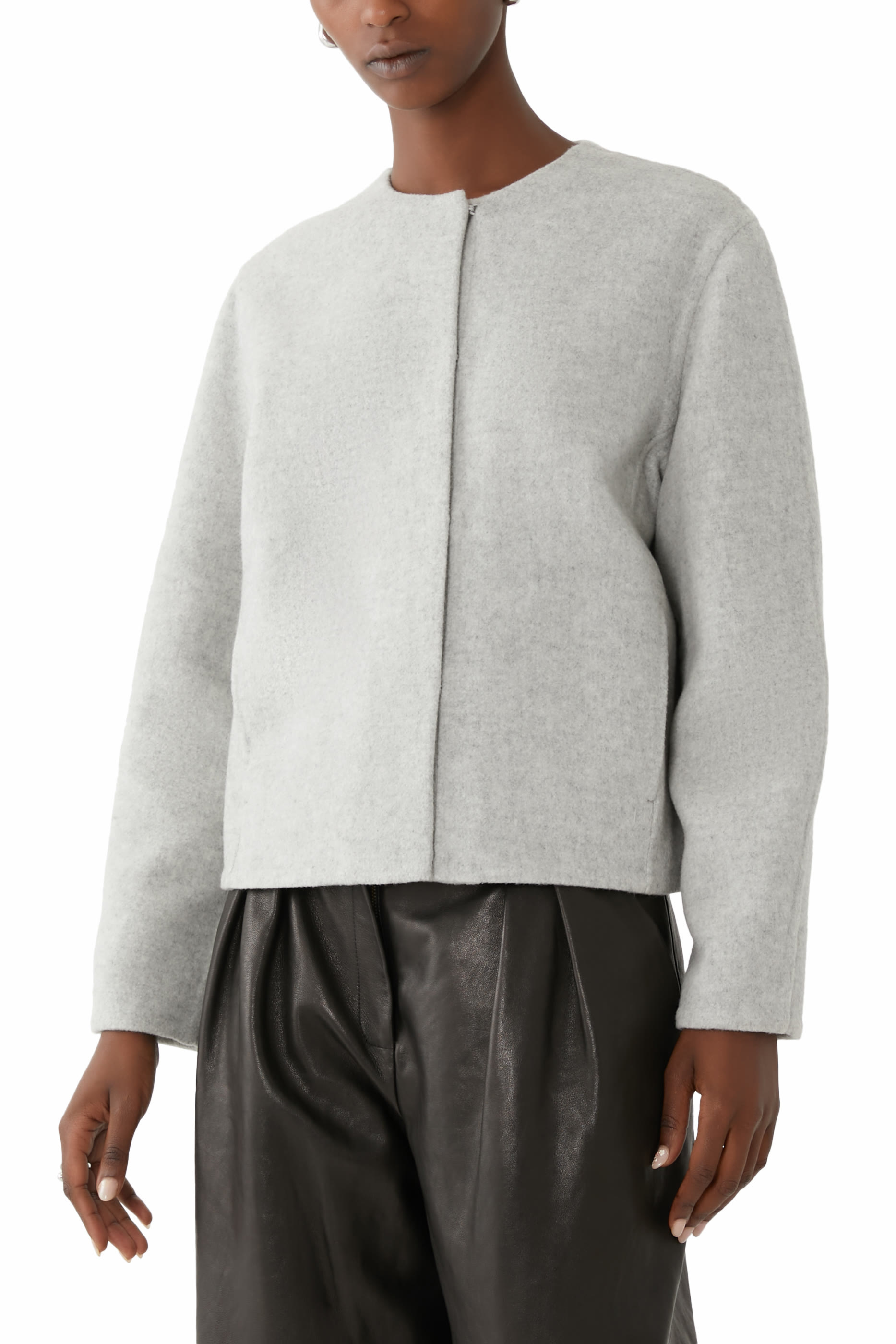 Italian Wool-Blend Collarless Jacket