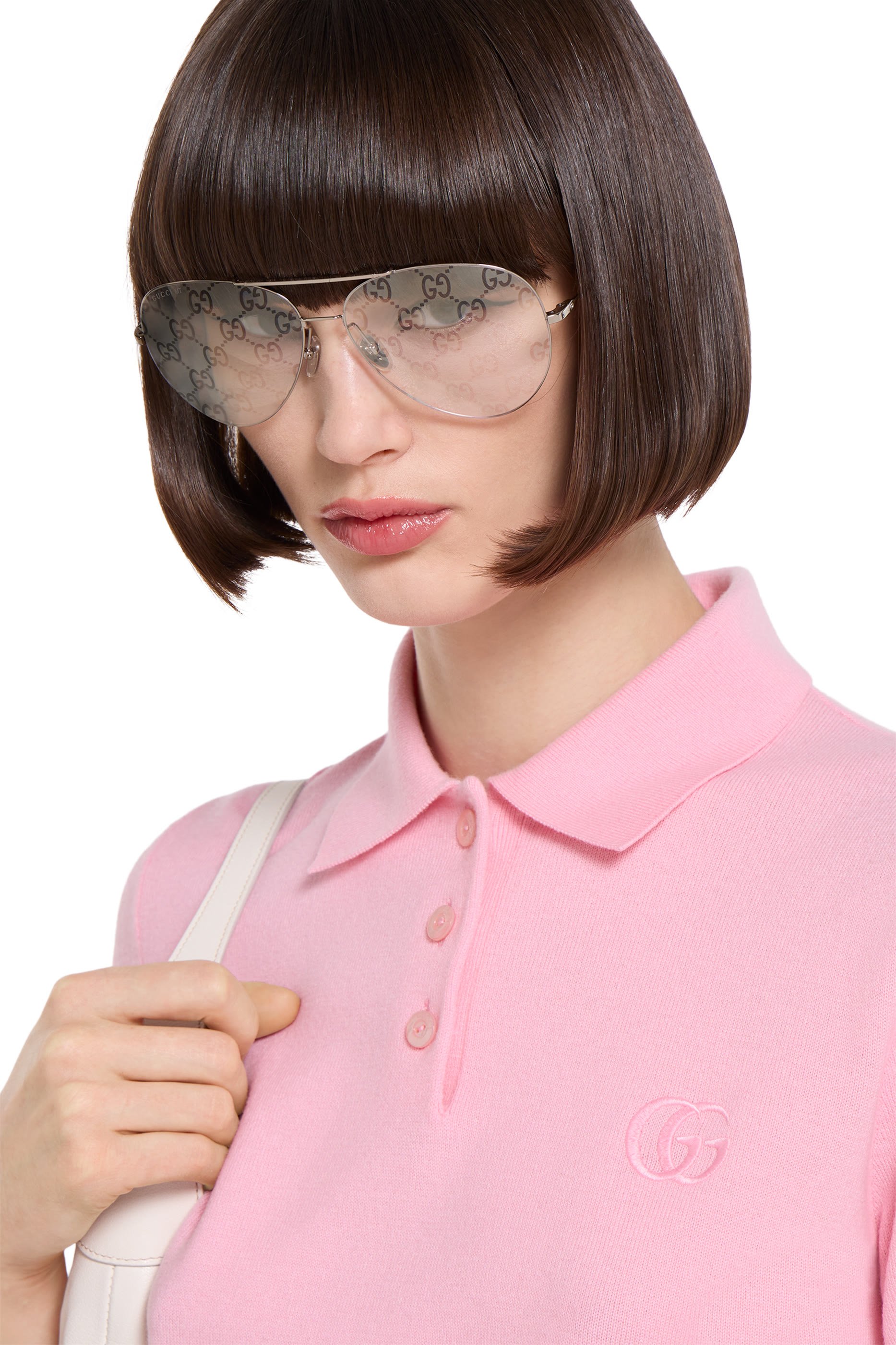 Knit Wool Polo Shirt with GG Embroidery