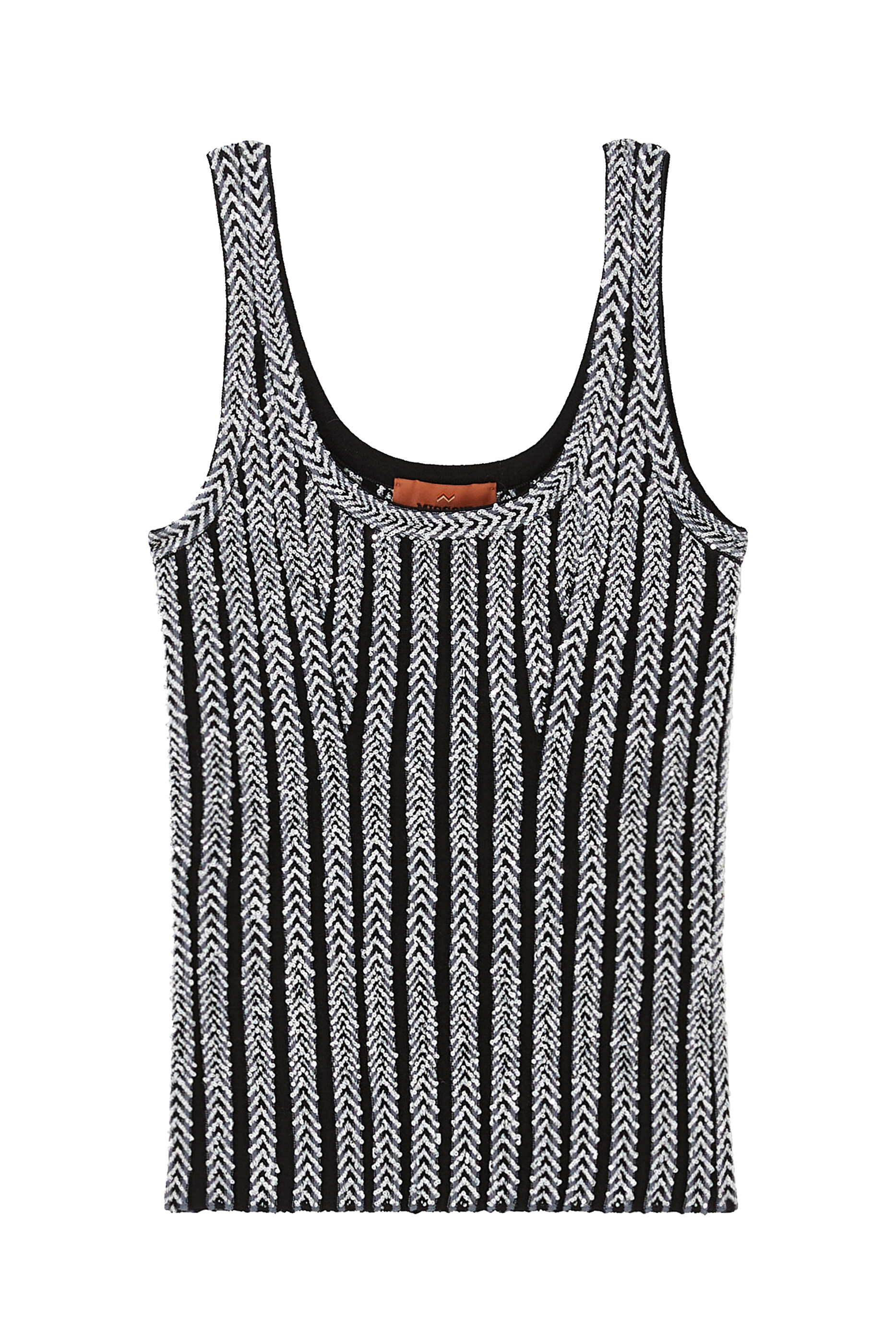 Solid Partialized Sequinned Knit Sleeveless Top