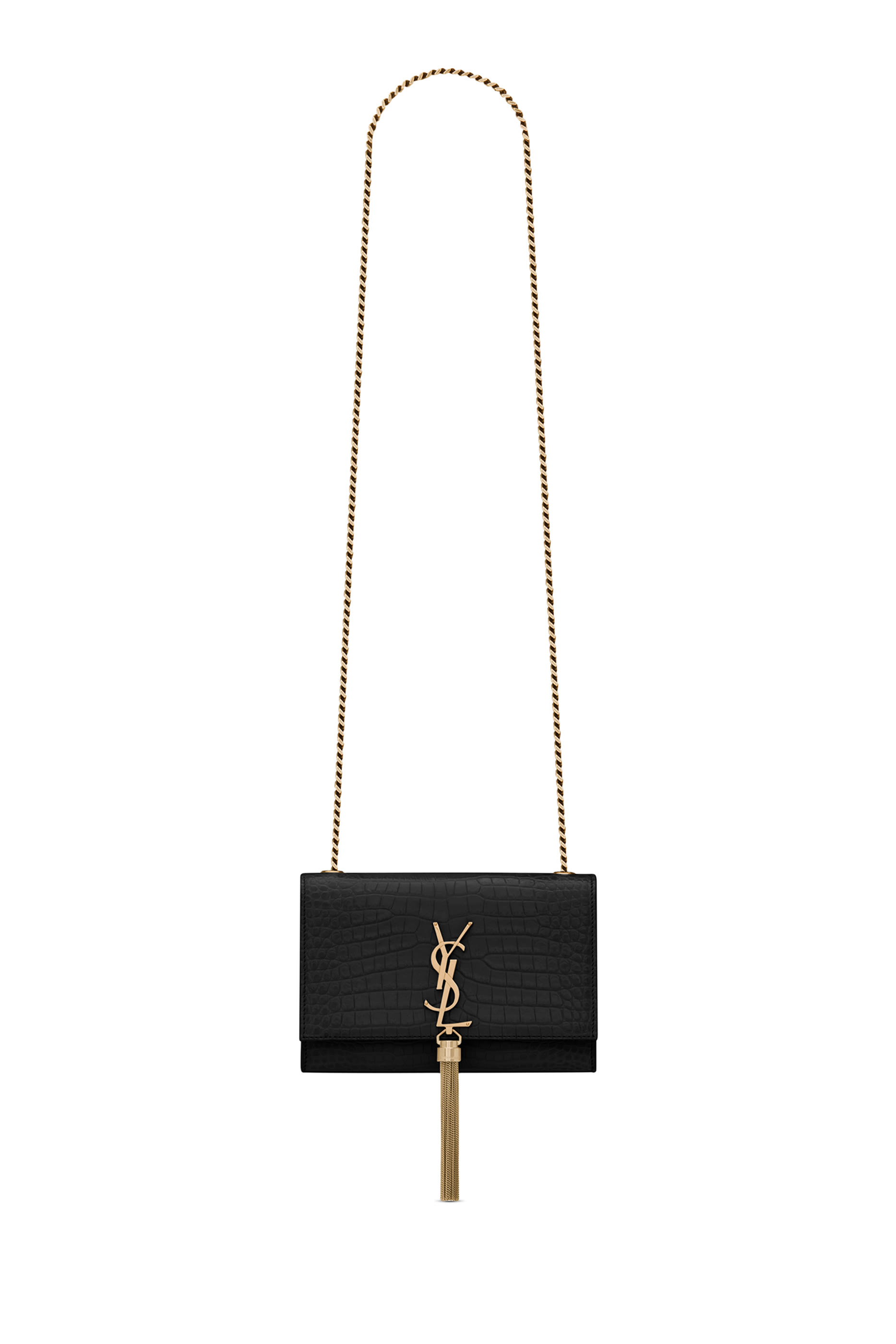  Kate Small Tassel Bag in Crocodile Embossed Leather