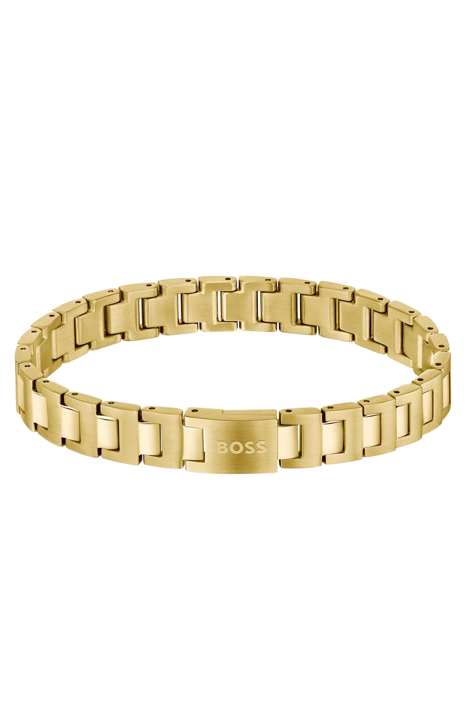 Gold-Tone Link Cuff with Logo Closure