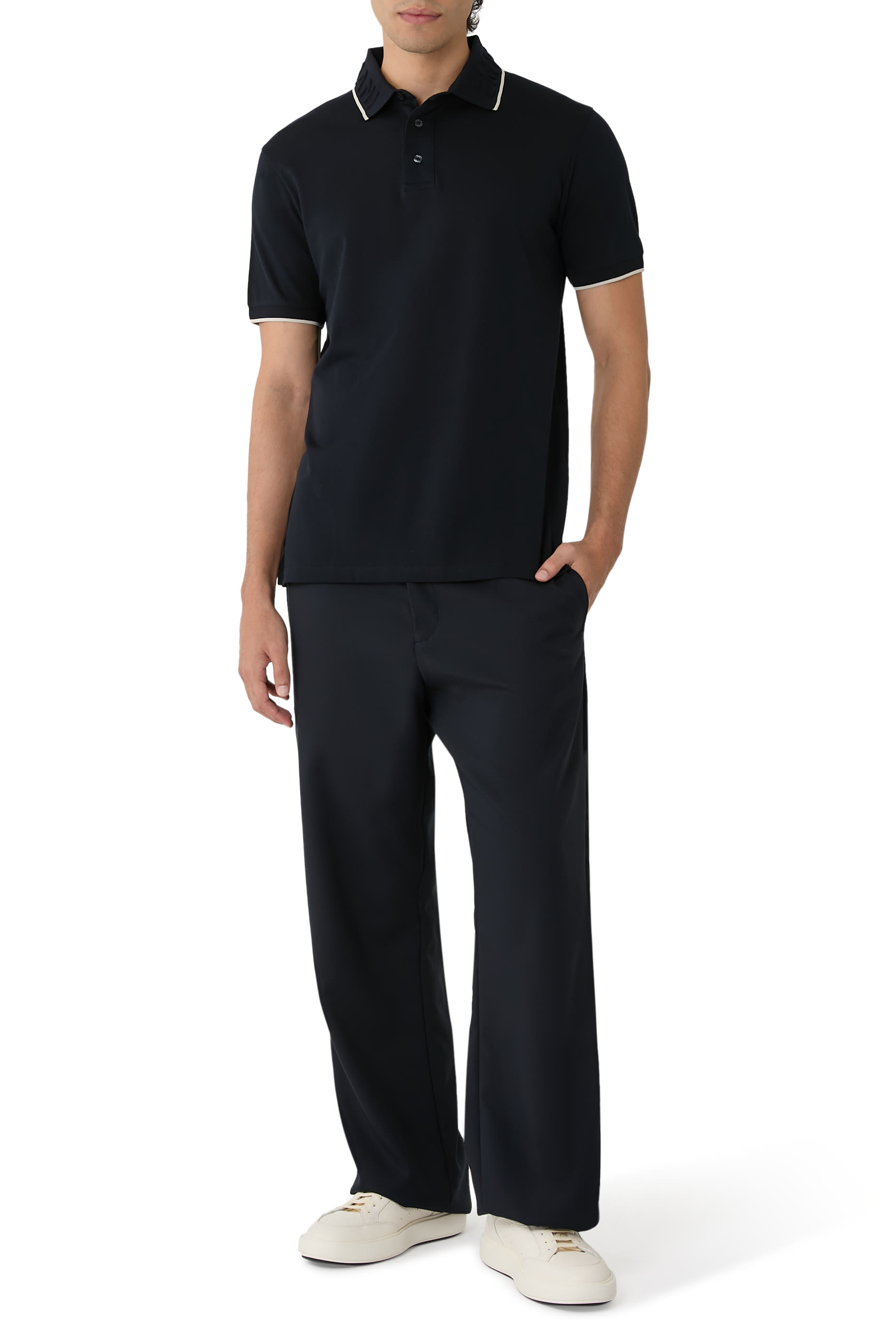 Embossed Logo Collar Piqu&eacute; Polo Shirt