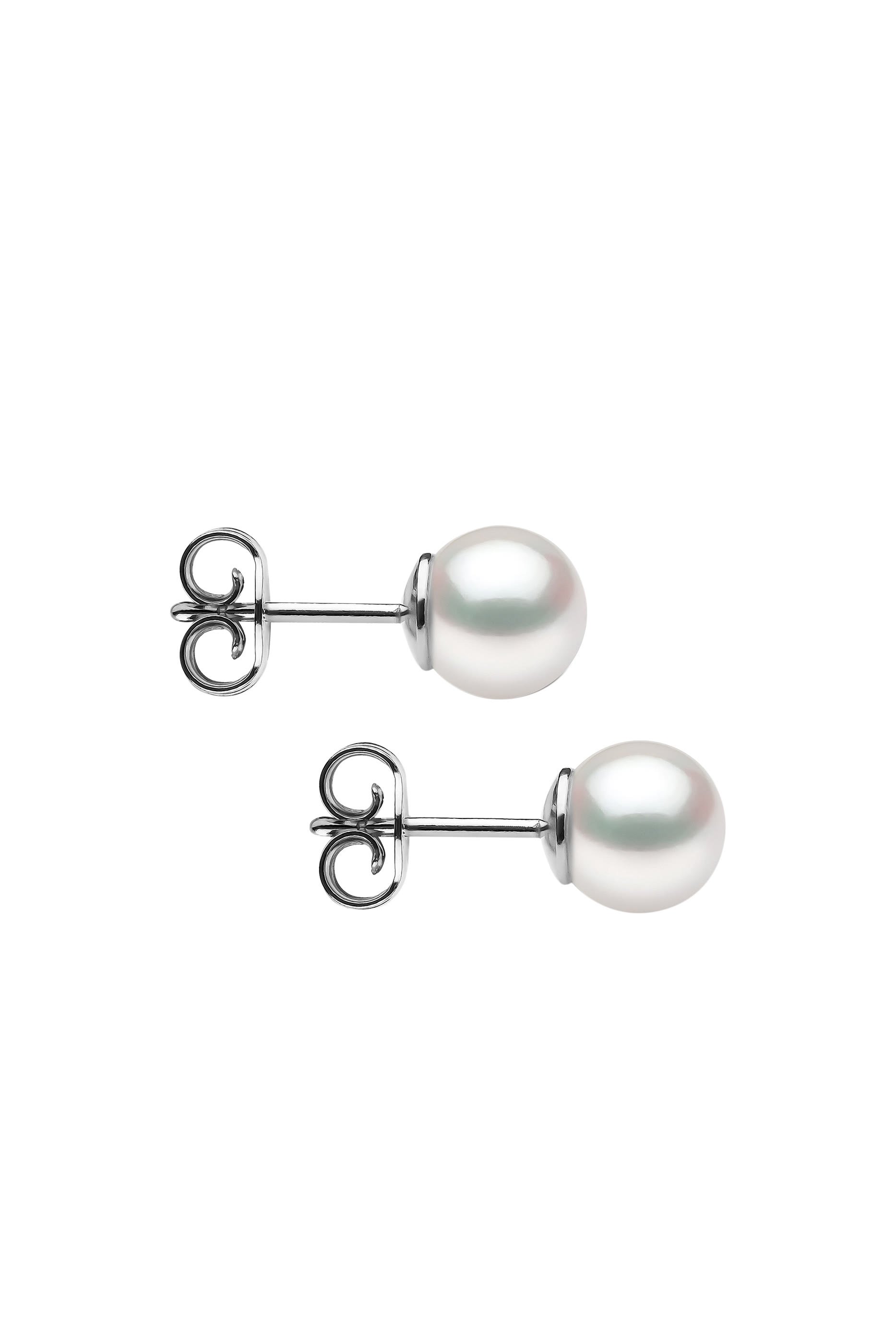 Classic Stud 7mm Earrings, 18k White Gold & Pearl