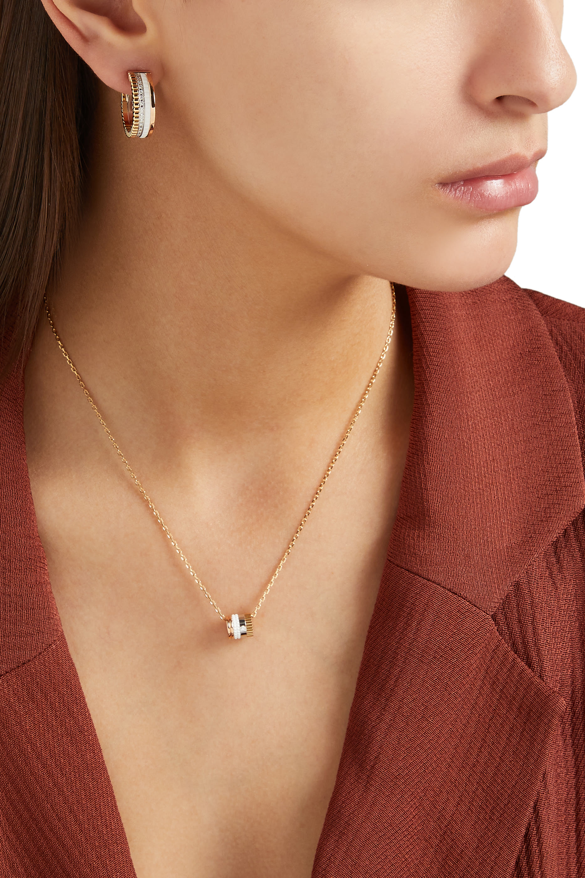 Quatre White Edition Hoop Earrings, 18k Mix Gold & Diamonds