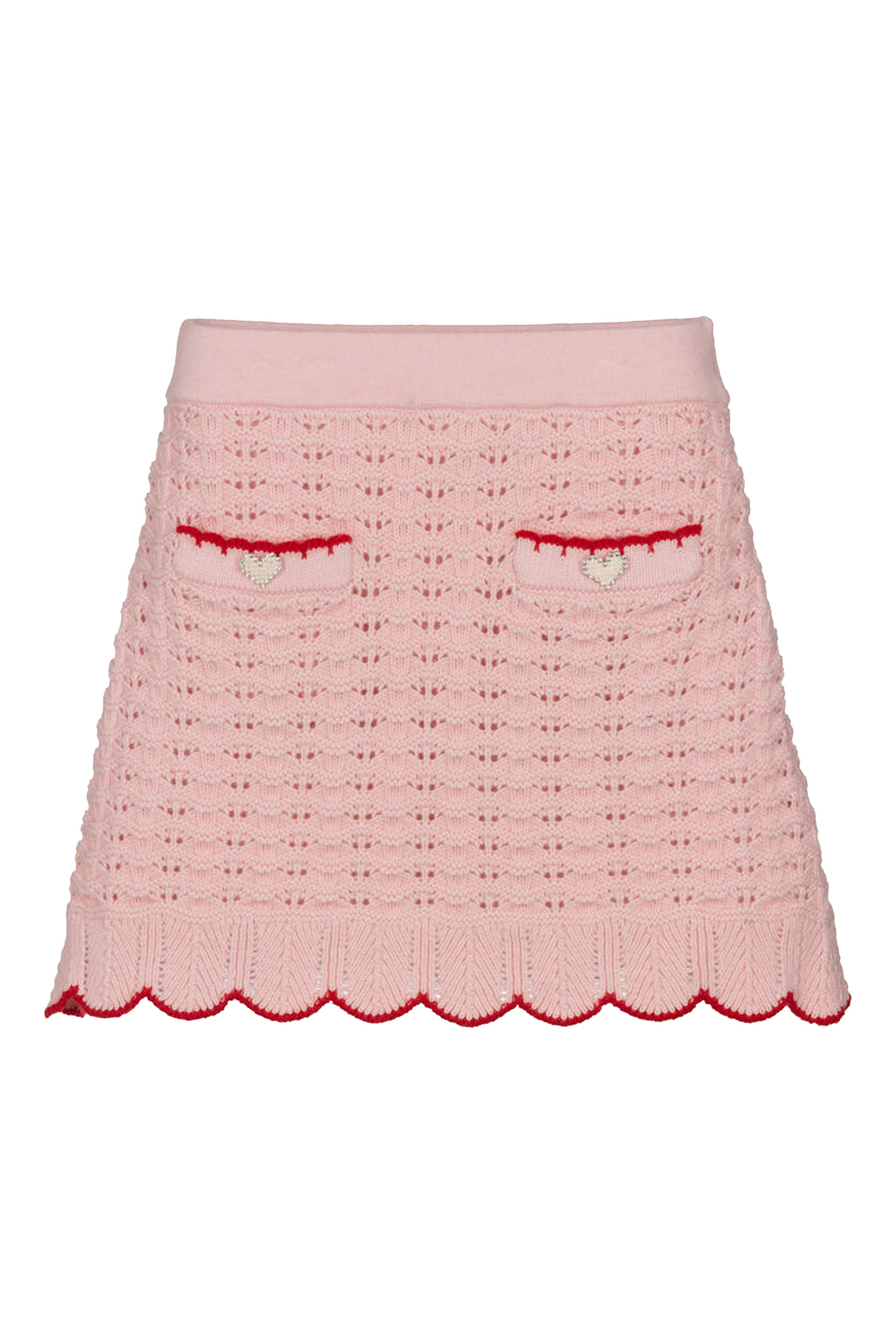 Kids Textured Knit Heart Detail Skirt